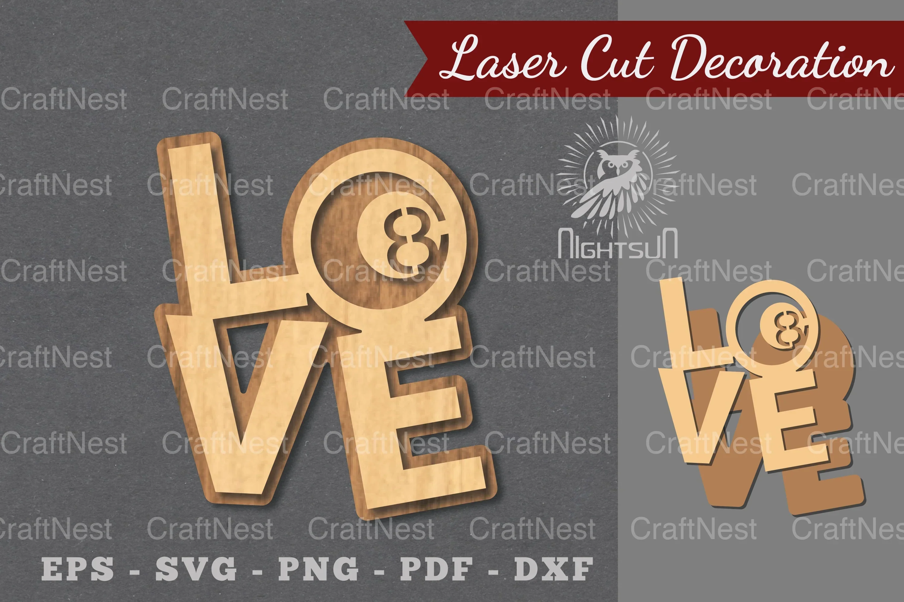 Love Billiard Laser Cut Decoration Clipart Bundle