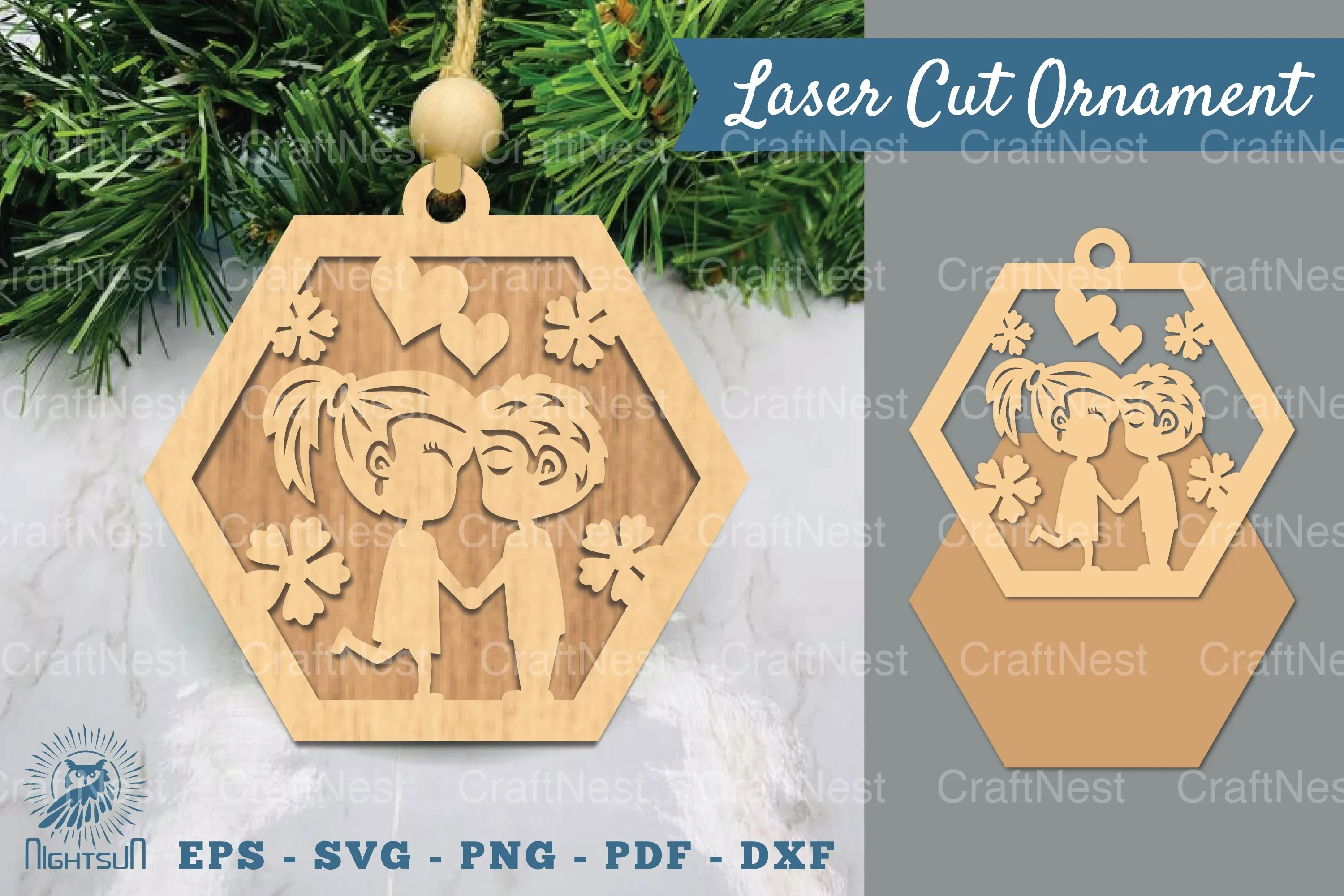 Love Couple Laser Cut Ornament Clipart Bundle