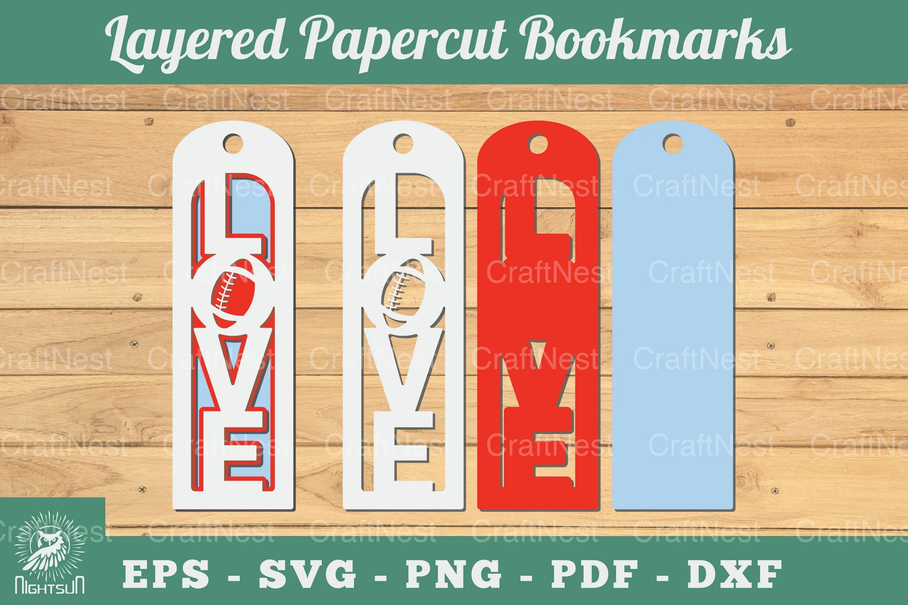 Love Football 3D Papercut Bookmarks Bundle