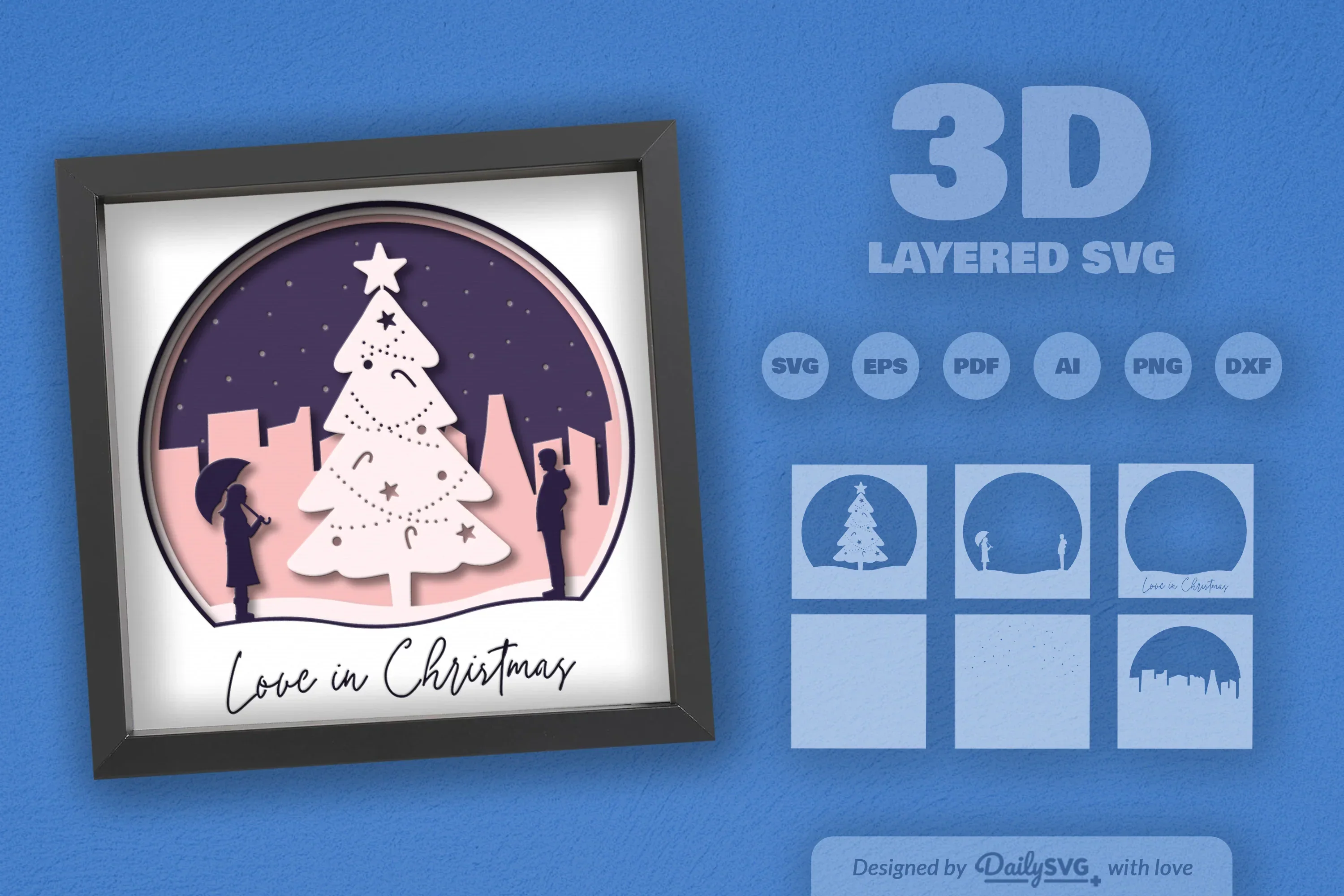 Love in Christmas Papercut SVG Bundle - Image 2