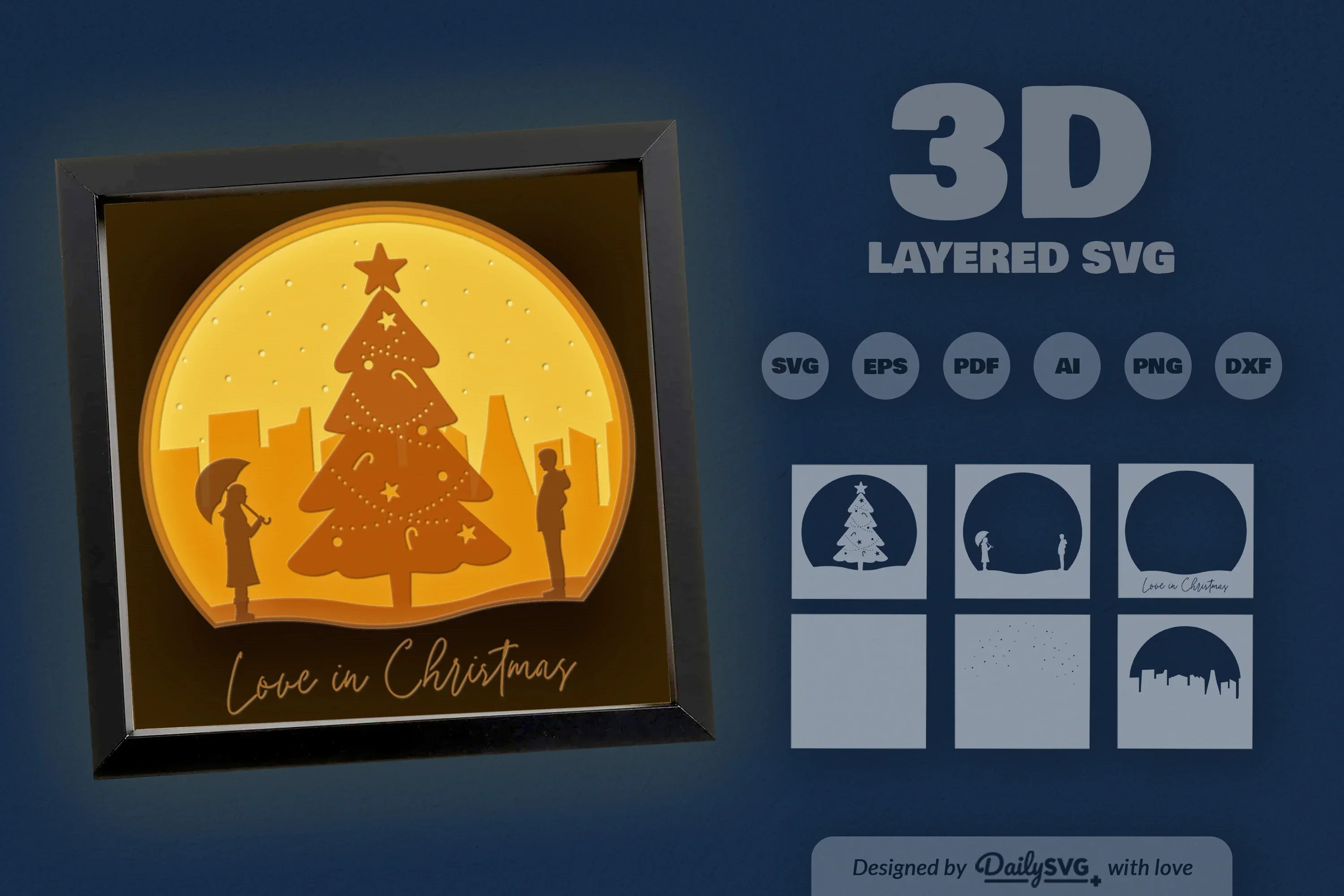Love in Christmas Papercut SVG Bundle - Image 3