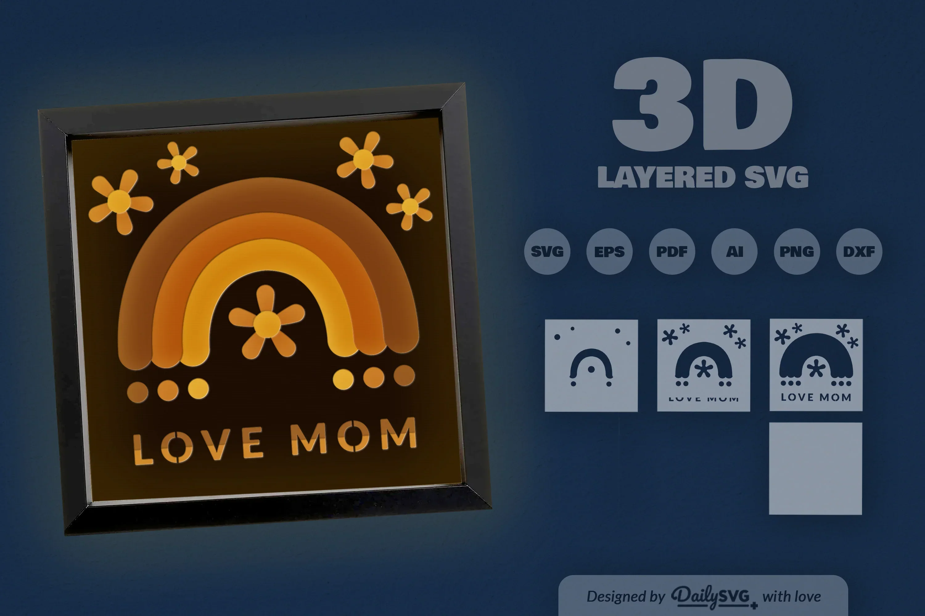 Love Mom Papercut SVG Bundle - Image 3