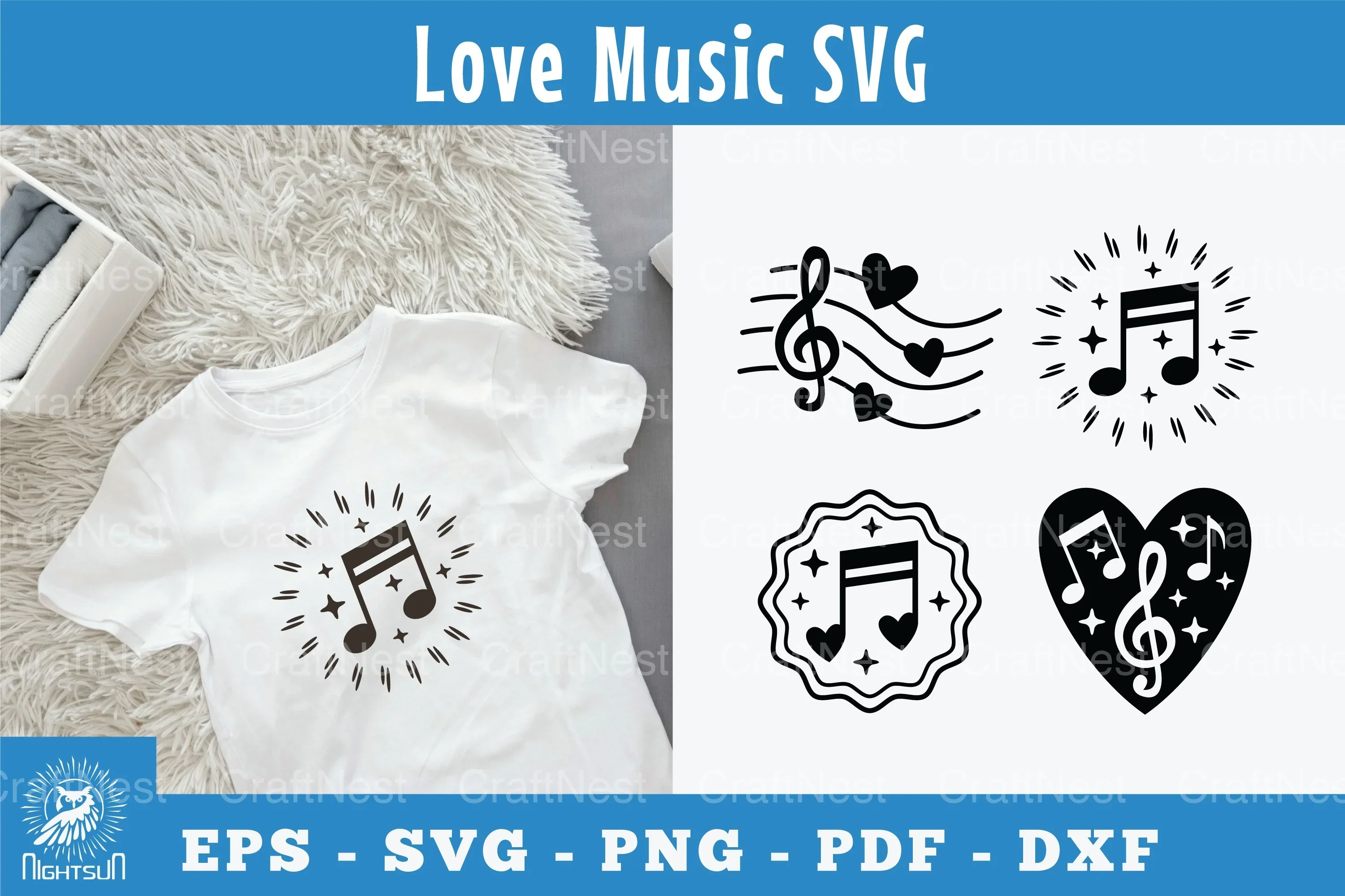 Love Music Note Silhouette Clipart Bundle