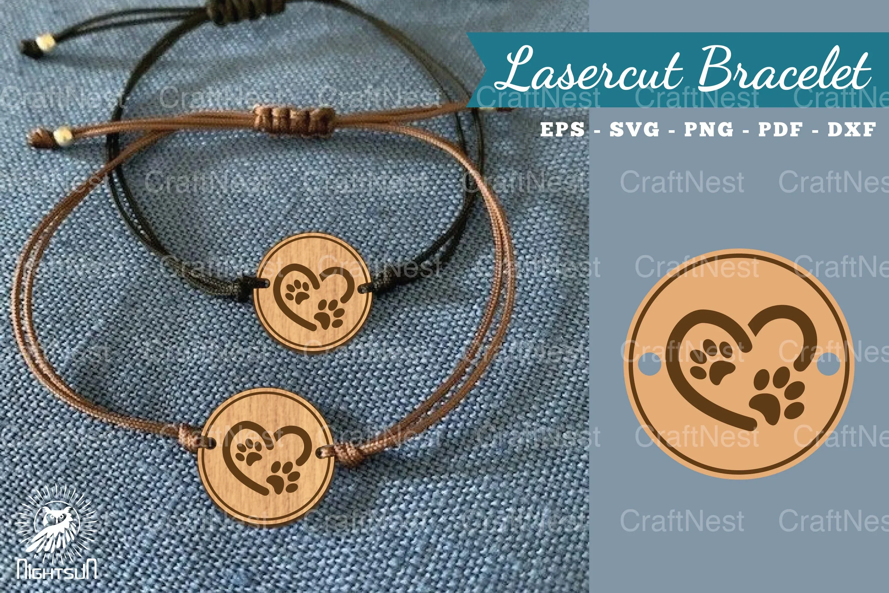 Love Paw Laser Cut Bracelet Design Bundle