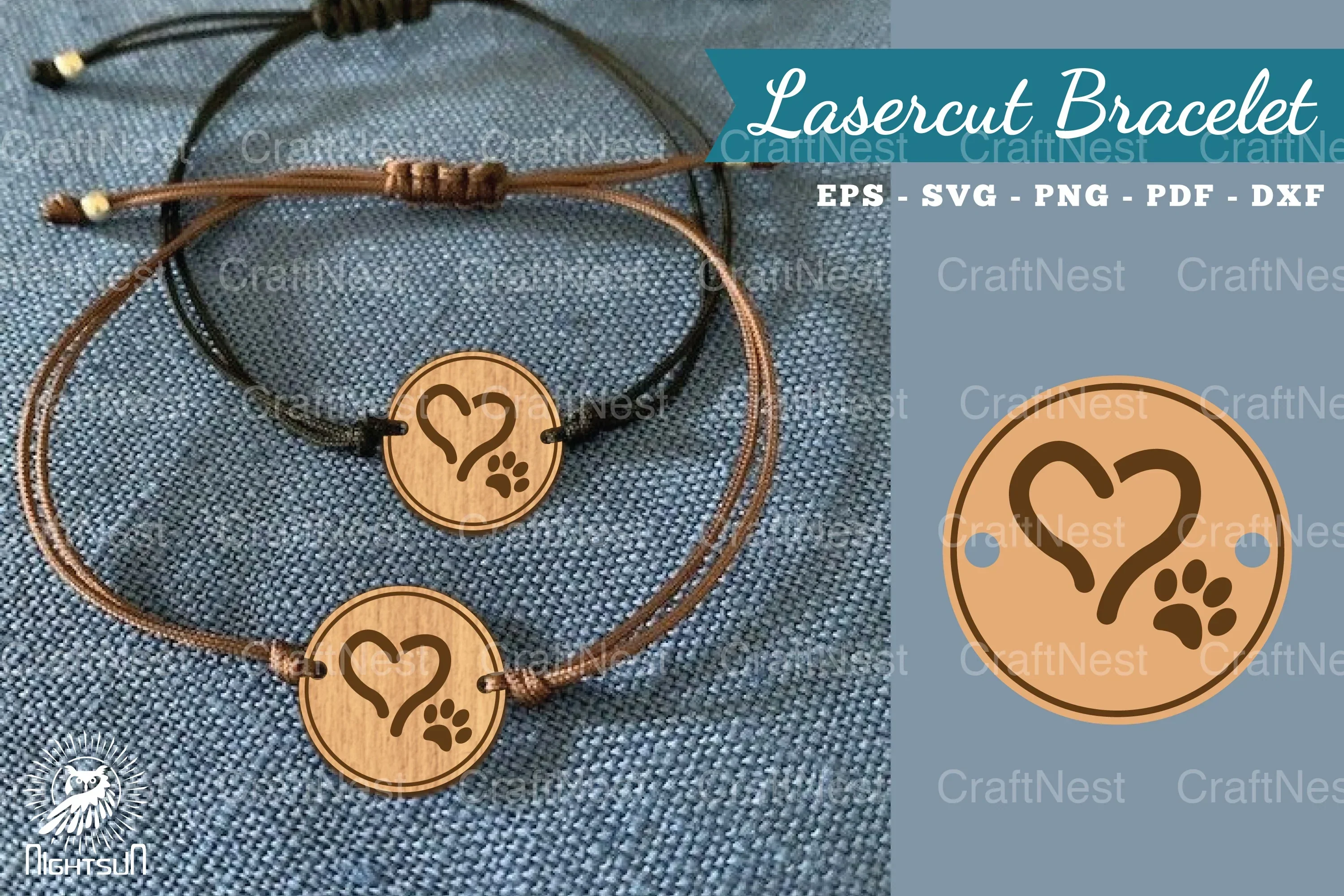 Love Paw Laser Cut Bracelet Design Bundle