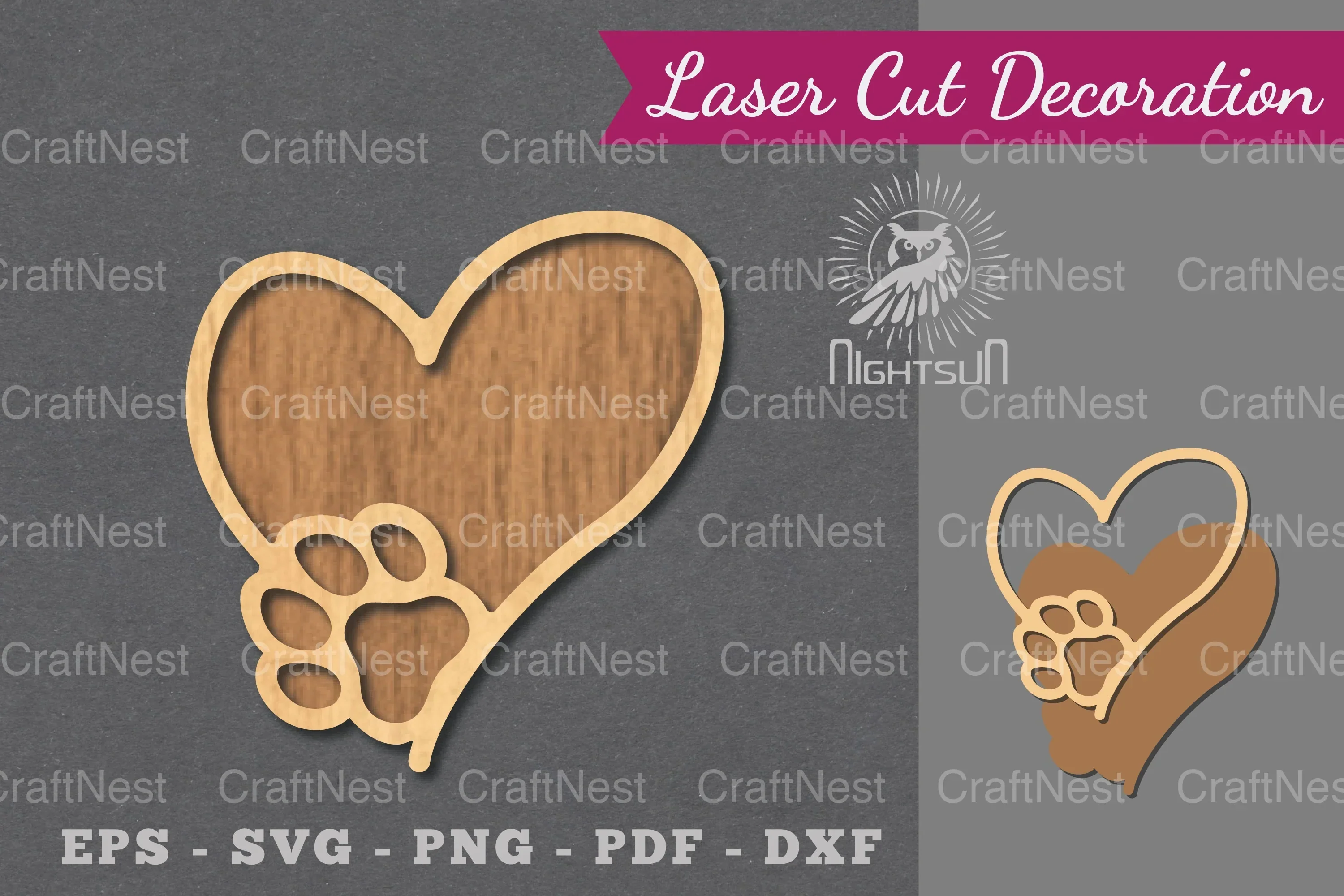Love Paw Laser Cut Decoration Clipart Bundle