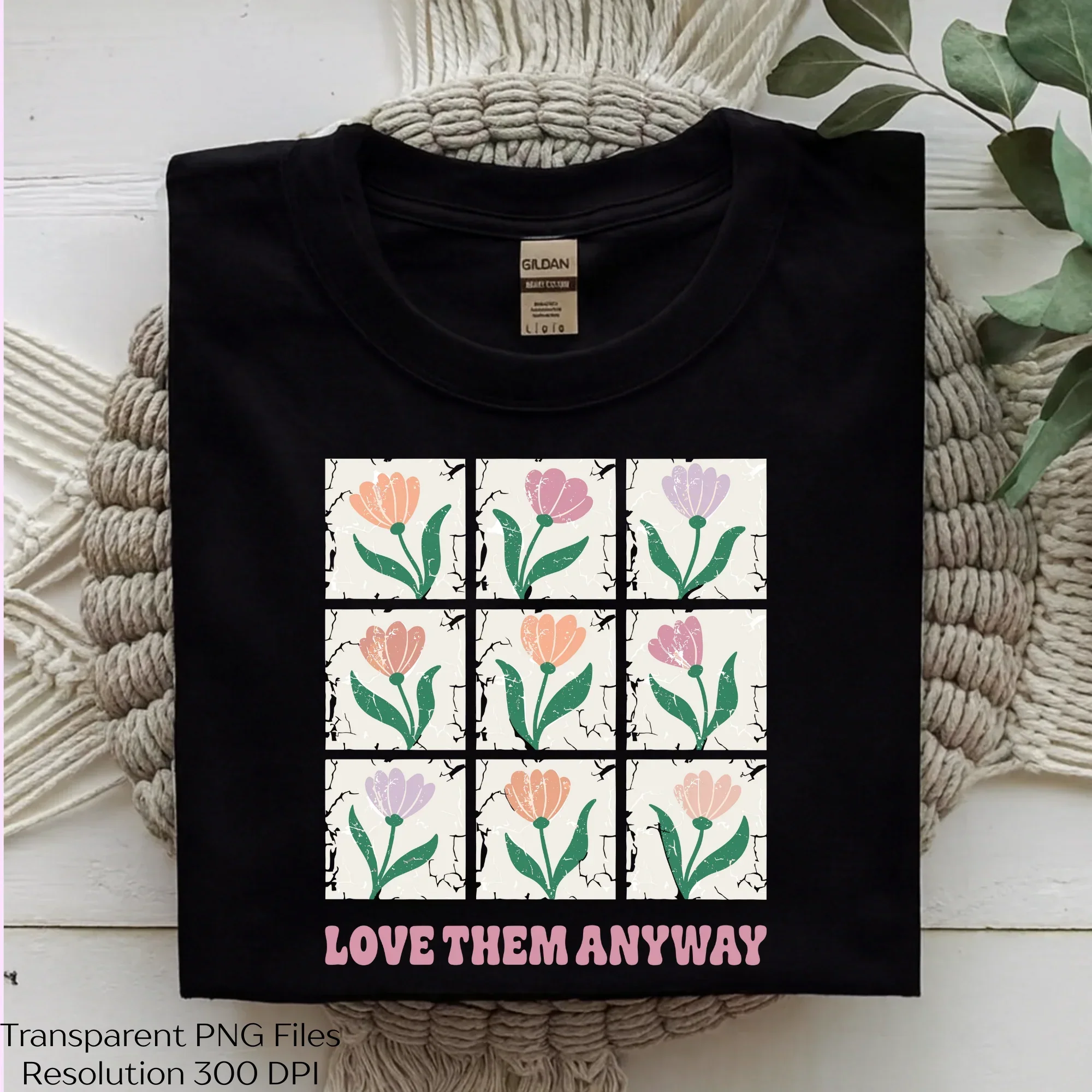 Love Them Anyway Retro Floral Clipart Bundle