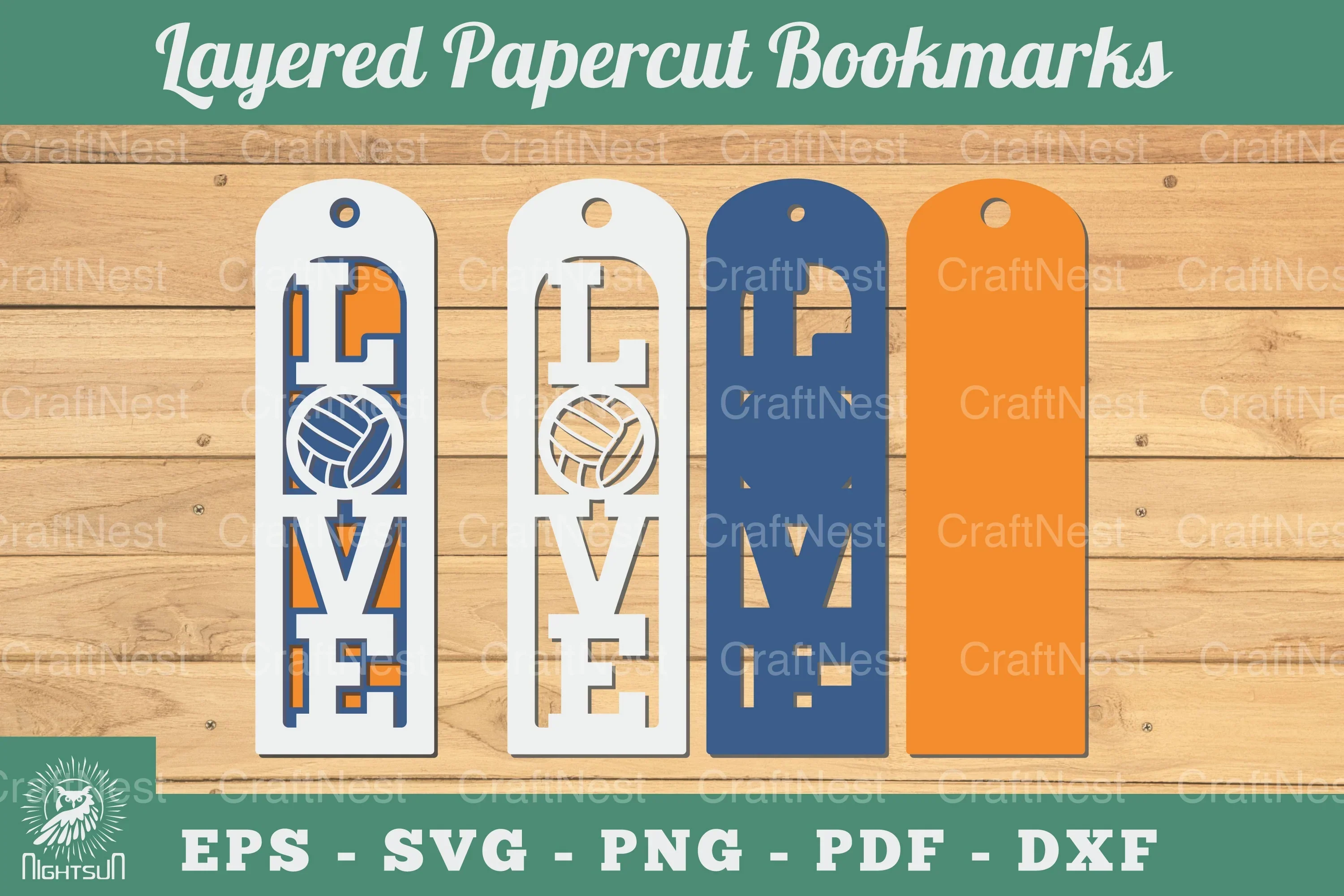 Love Volleyball 3D Papercut Bookmarks Bundle
