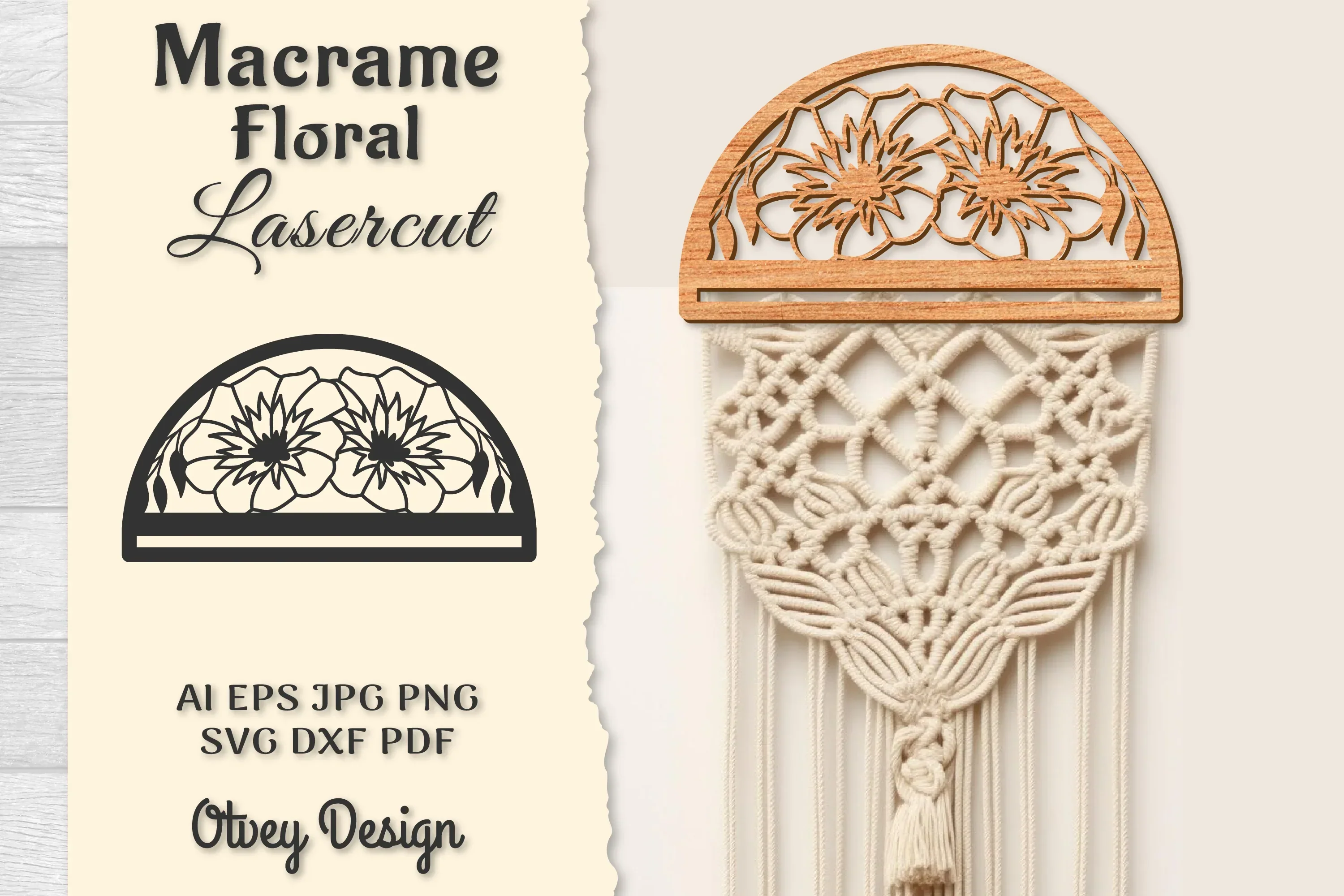 Macrame Frame Floral Lasercut SVG Bundle