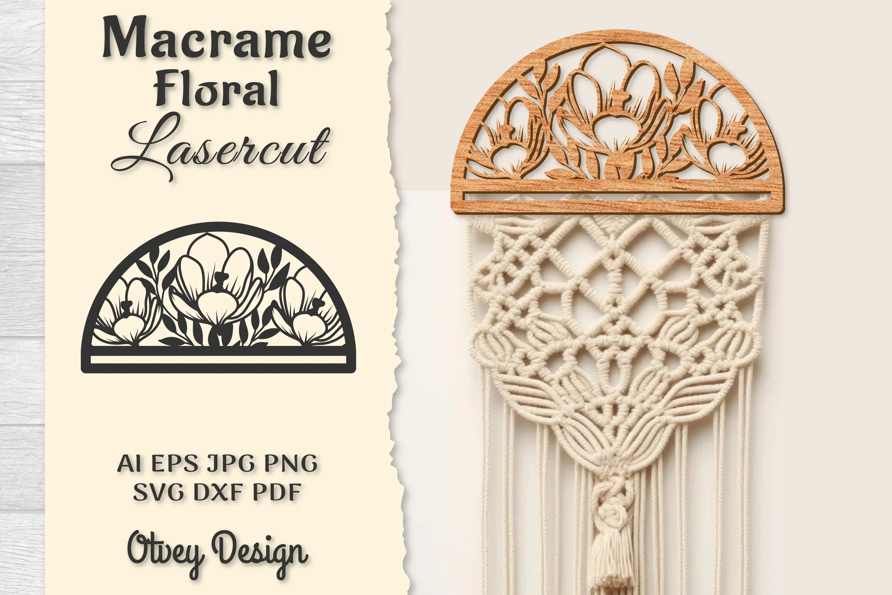 Macrame Frame Floral Lasercut SVG Bundle
