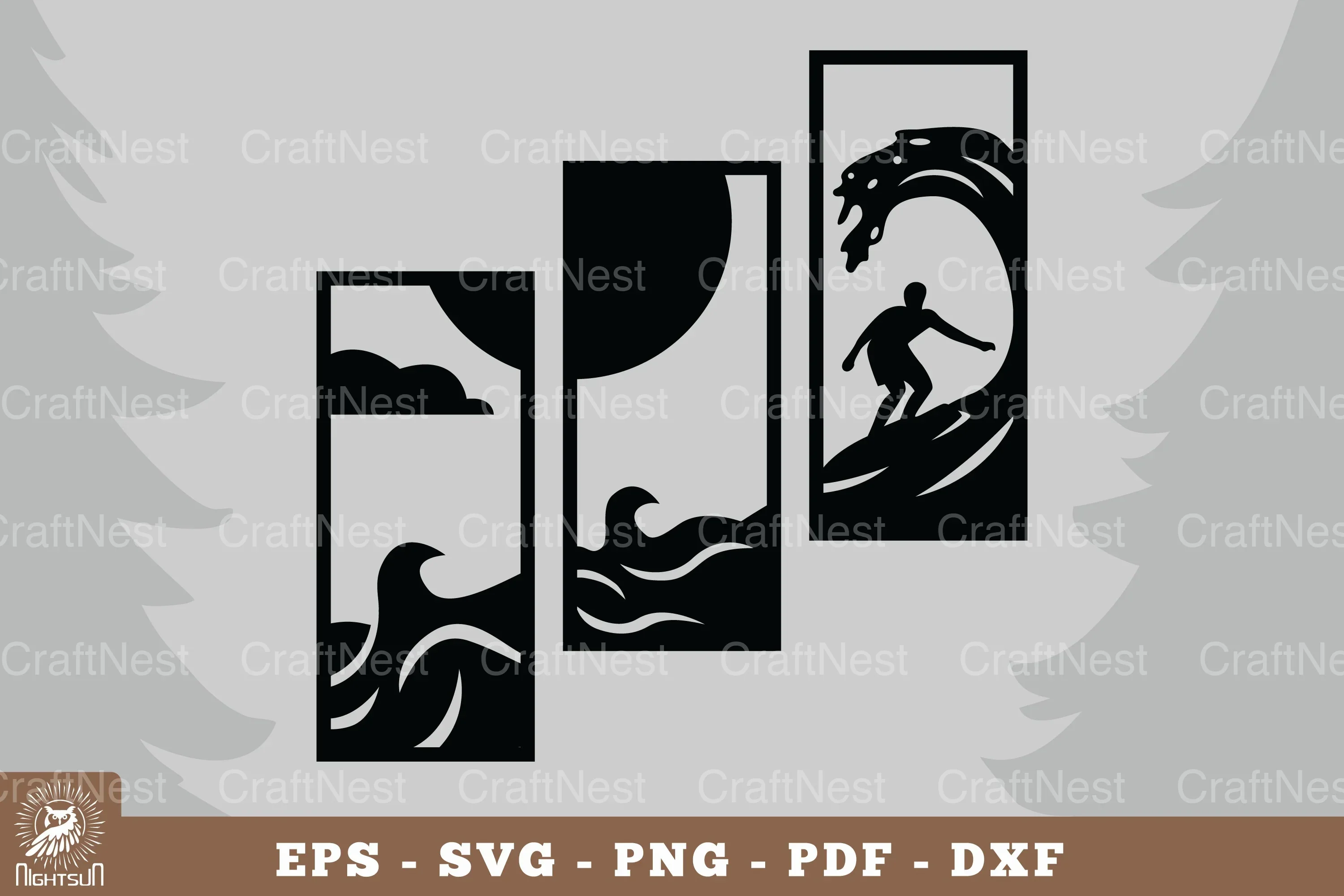 Man Surfing Home Decor Clipart Bundle