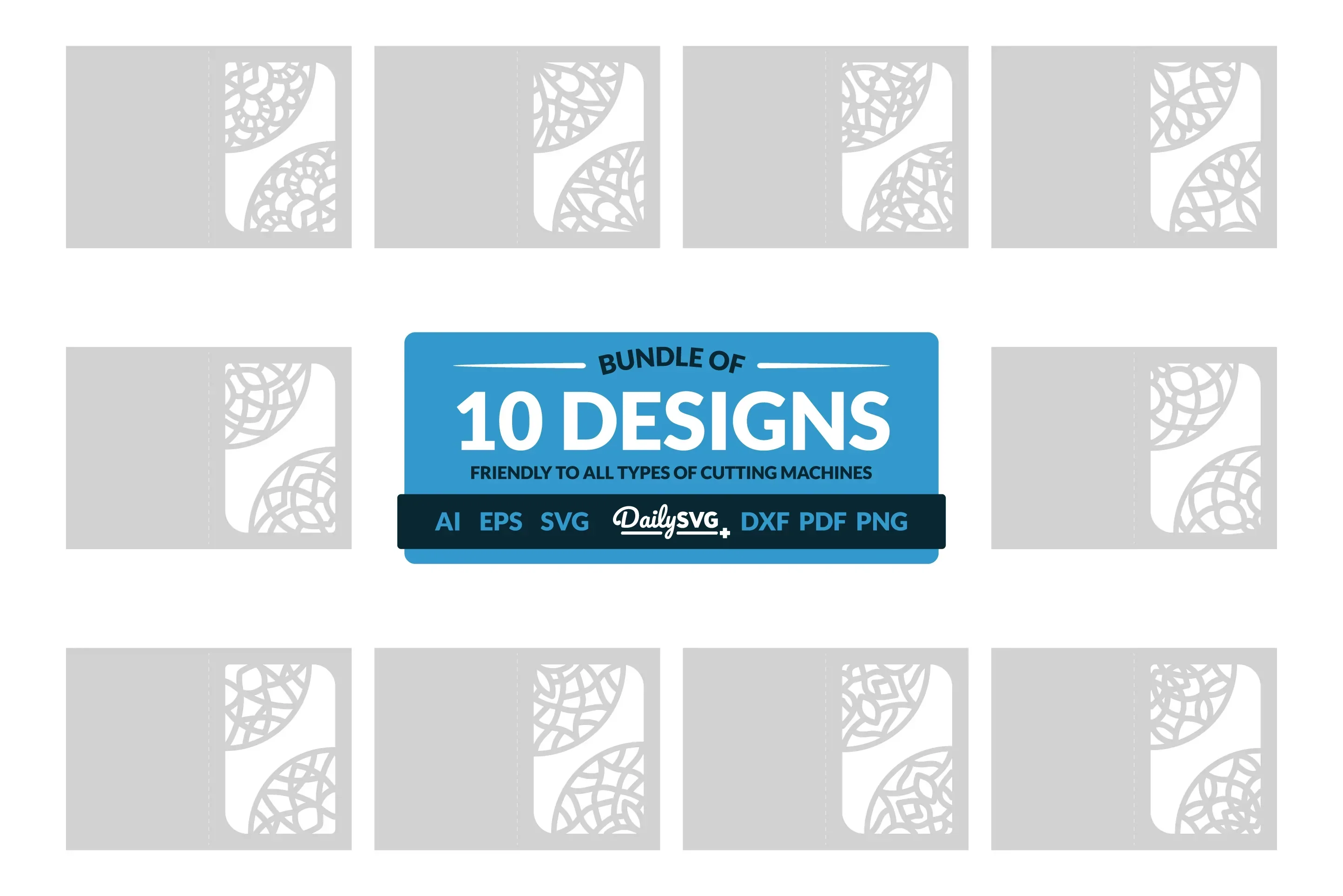 Mandala Corner Greeting Card Papercut Clipart SVG Bundle