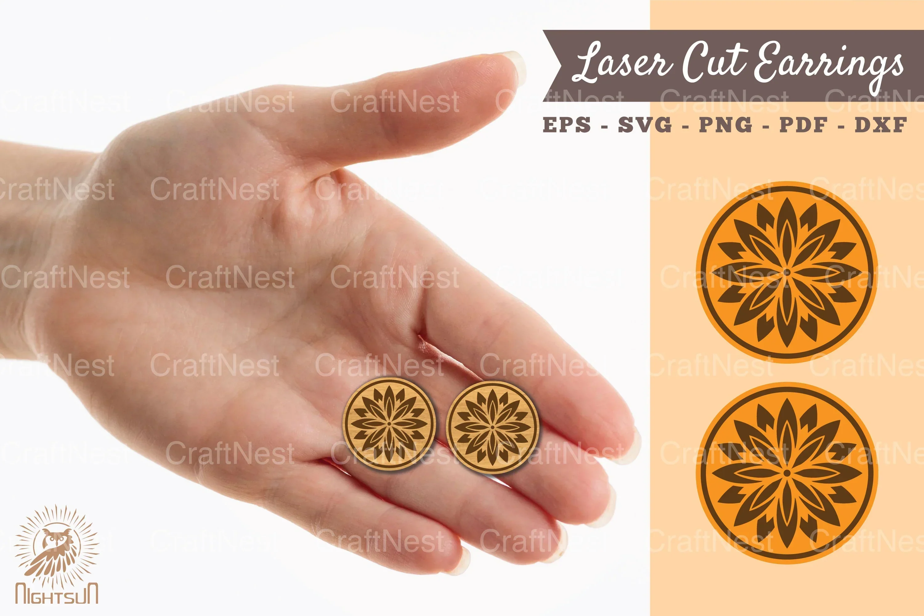 Mandala Earrings Laser Cut Design Bundle