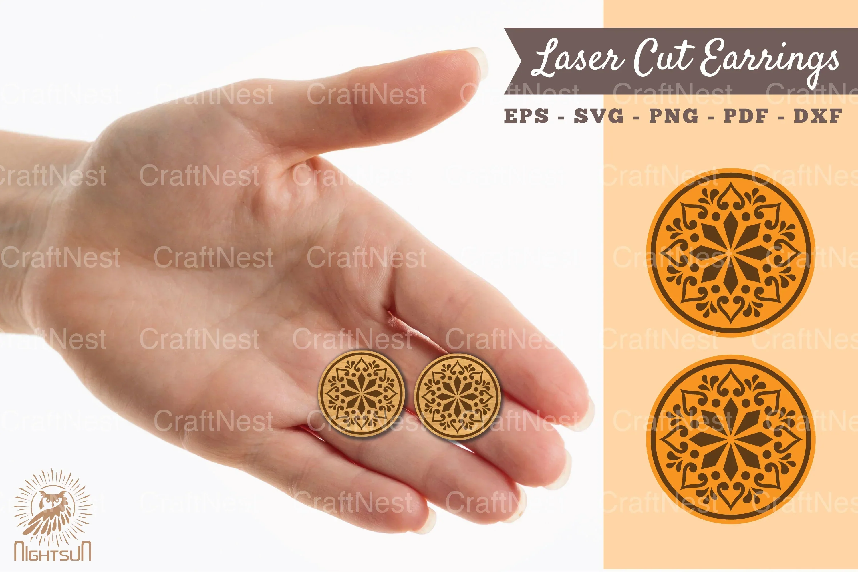 Mandala Earrings Laser Cut SVG Bundle