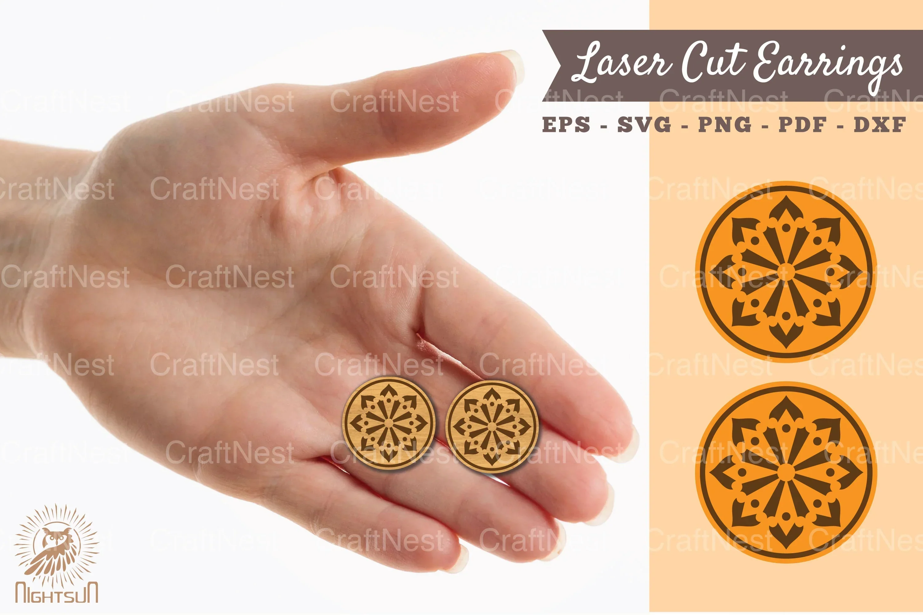 Mandala Earrings Laser Cut SVG Bundle