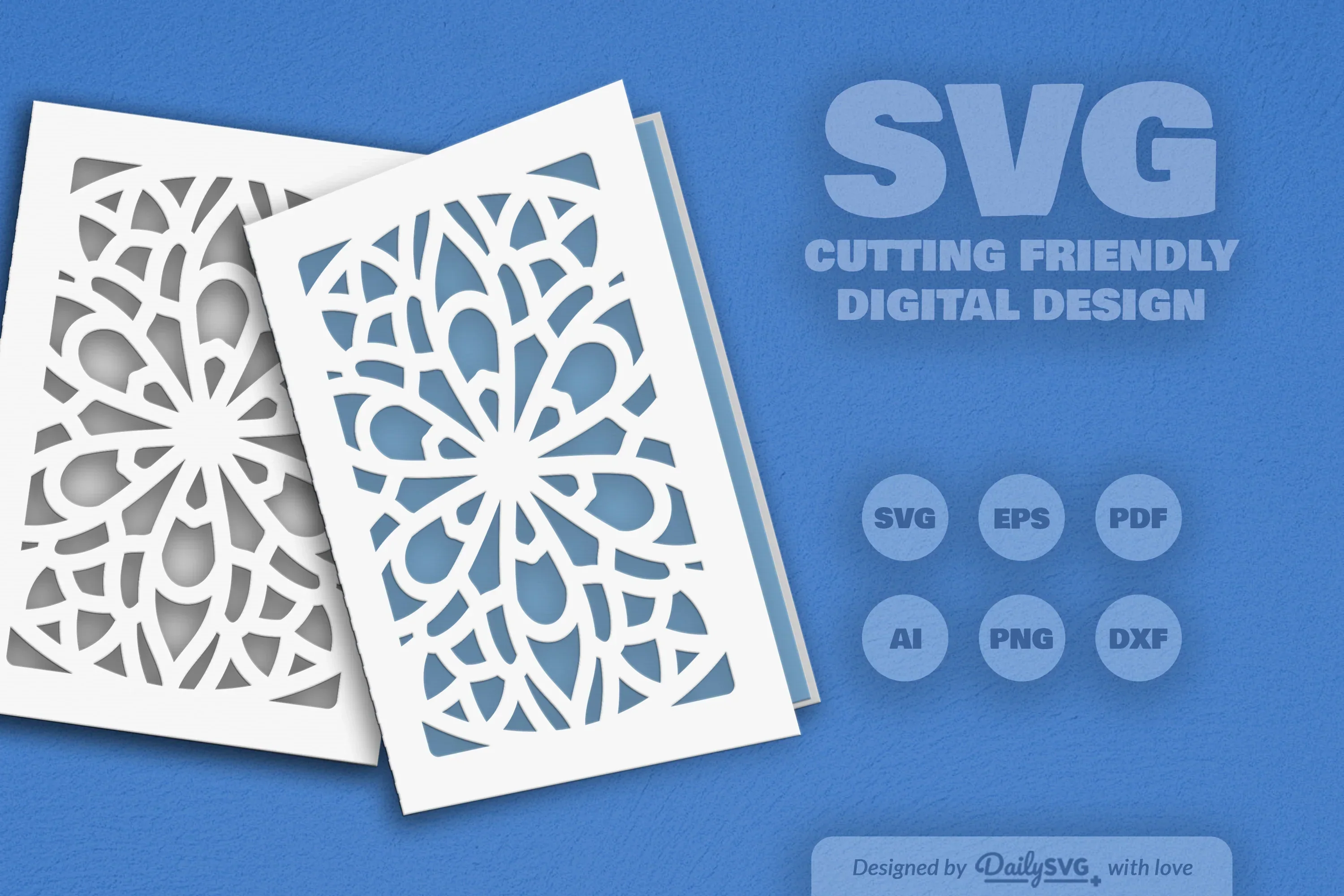 Mandala Greeting Card Papercut Clipart SVG Bundle - Image 3