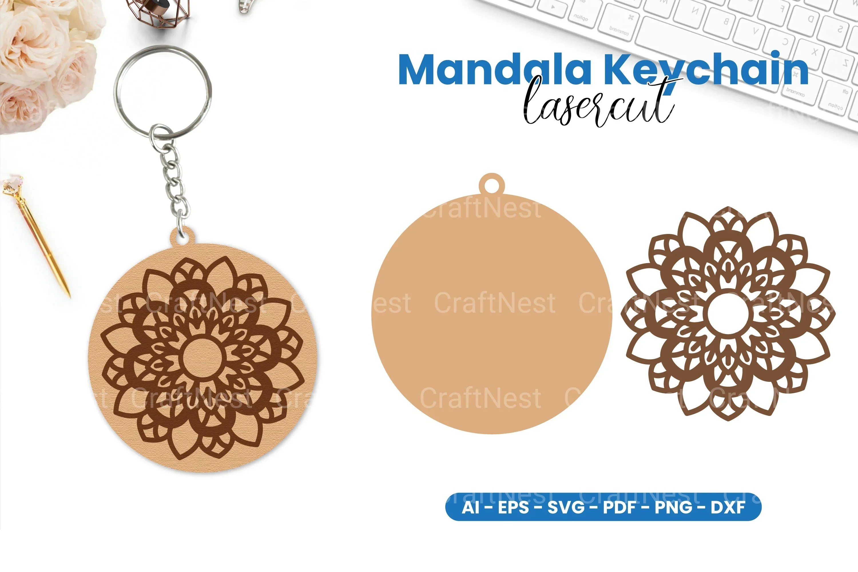 Mandala Keychain Lasercut SVG Bundle