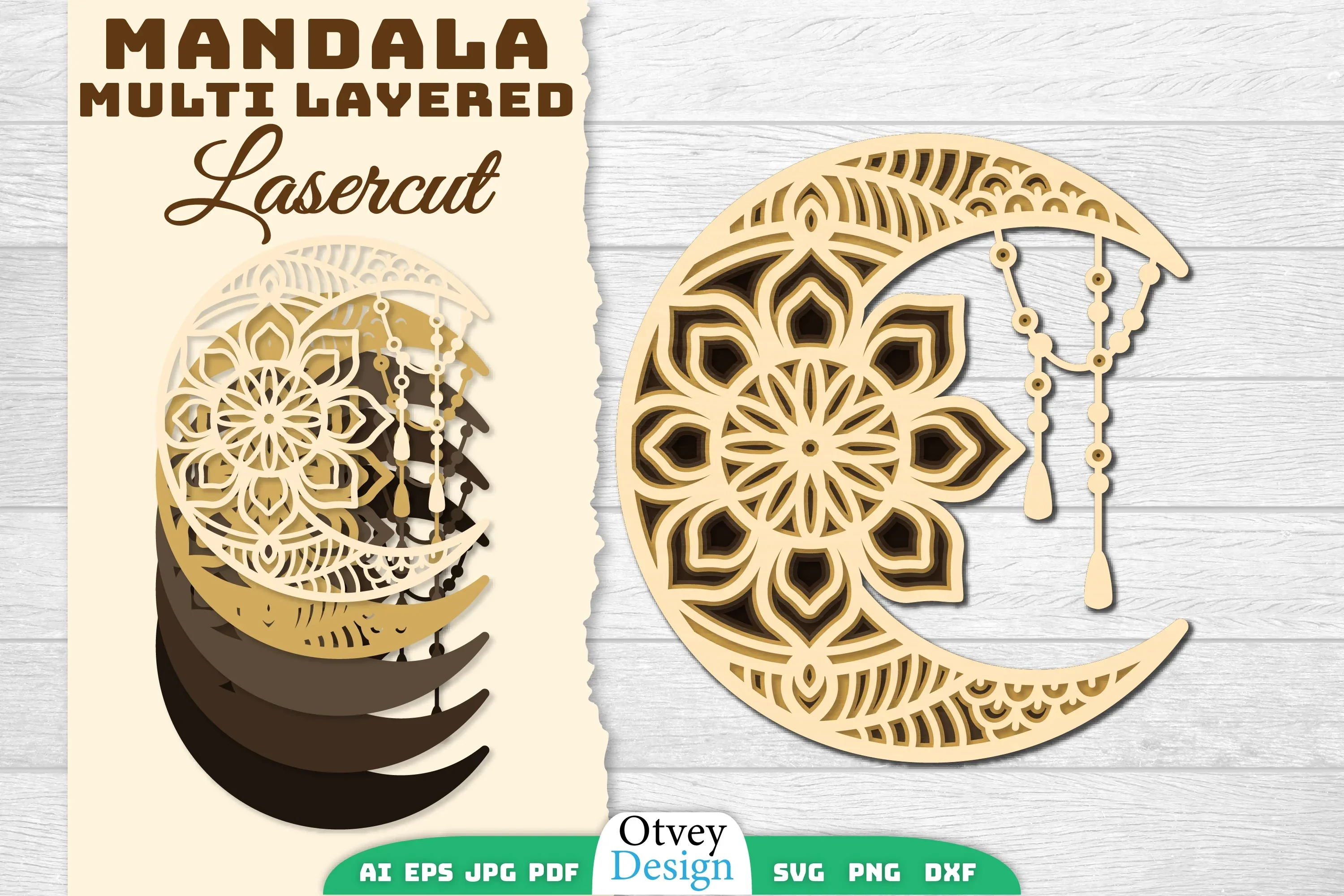 Mandala Moon Layered Lasercut SVG Bundle