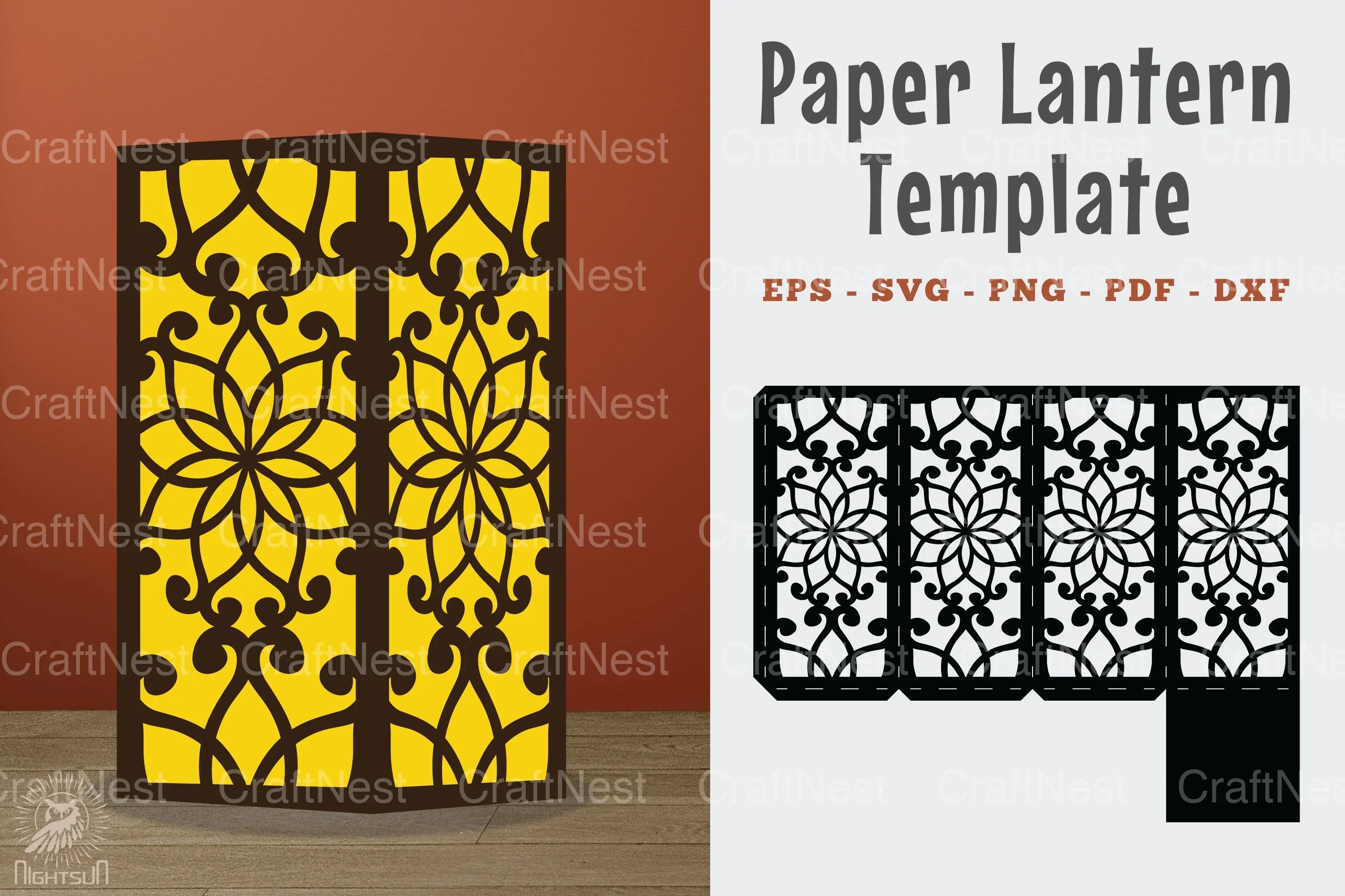 Mandala Papercut Lantern Template SVG Bundle
