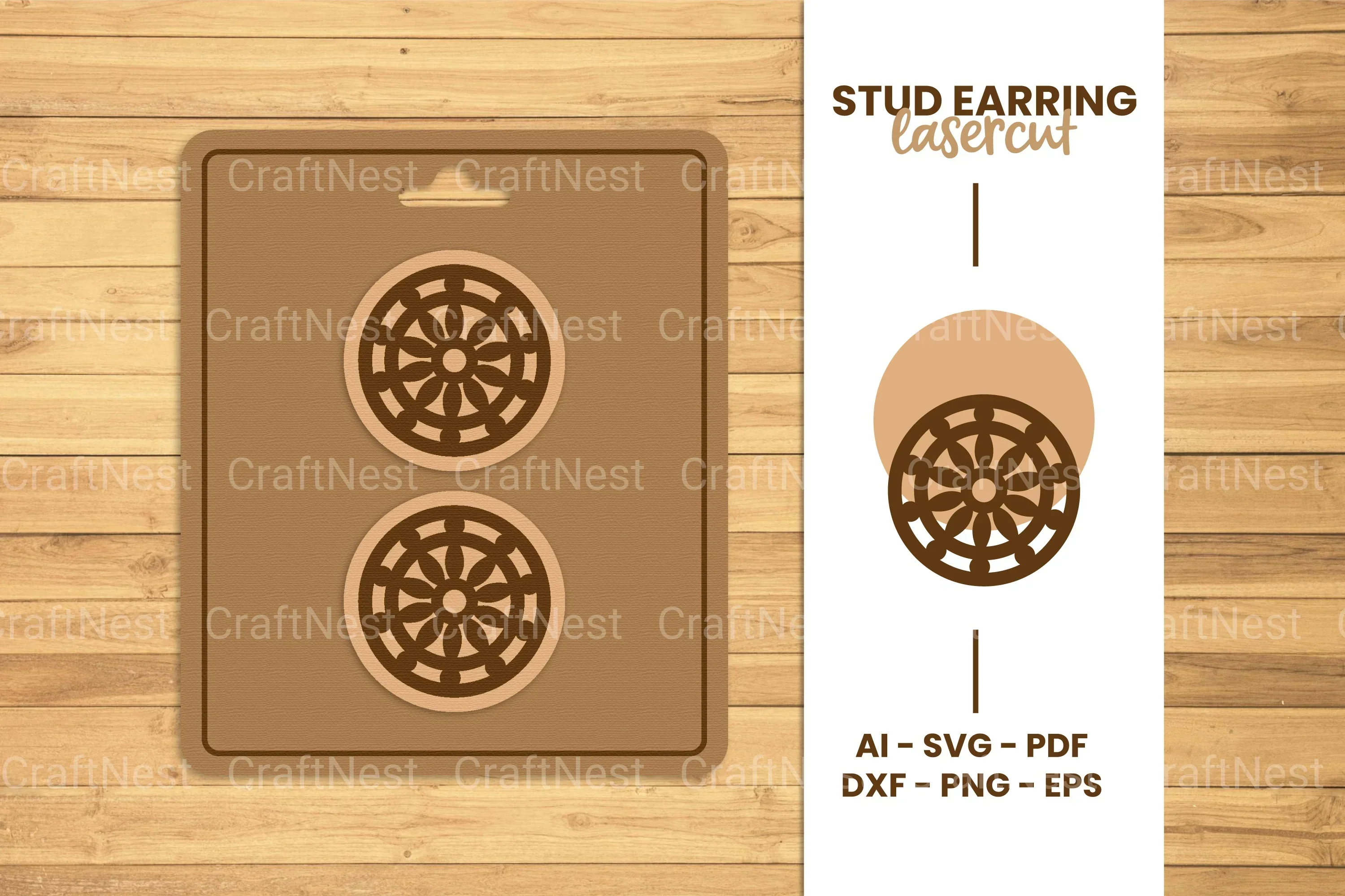 Mandala Stud Earring Lasercut SVG Bundle