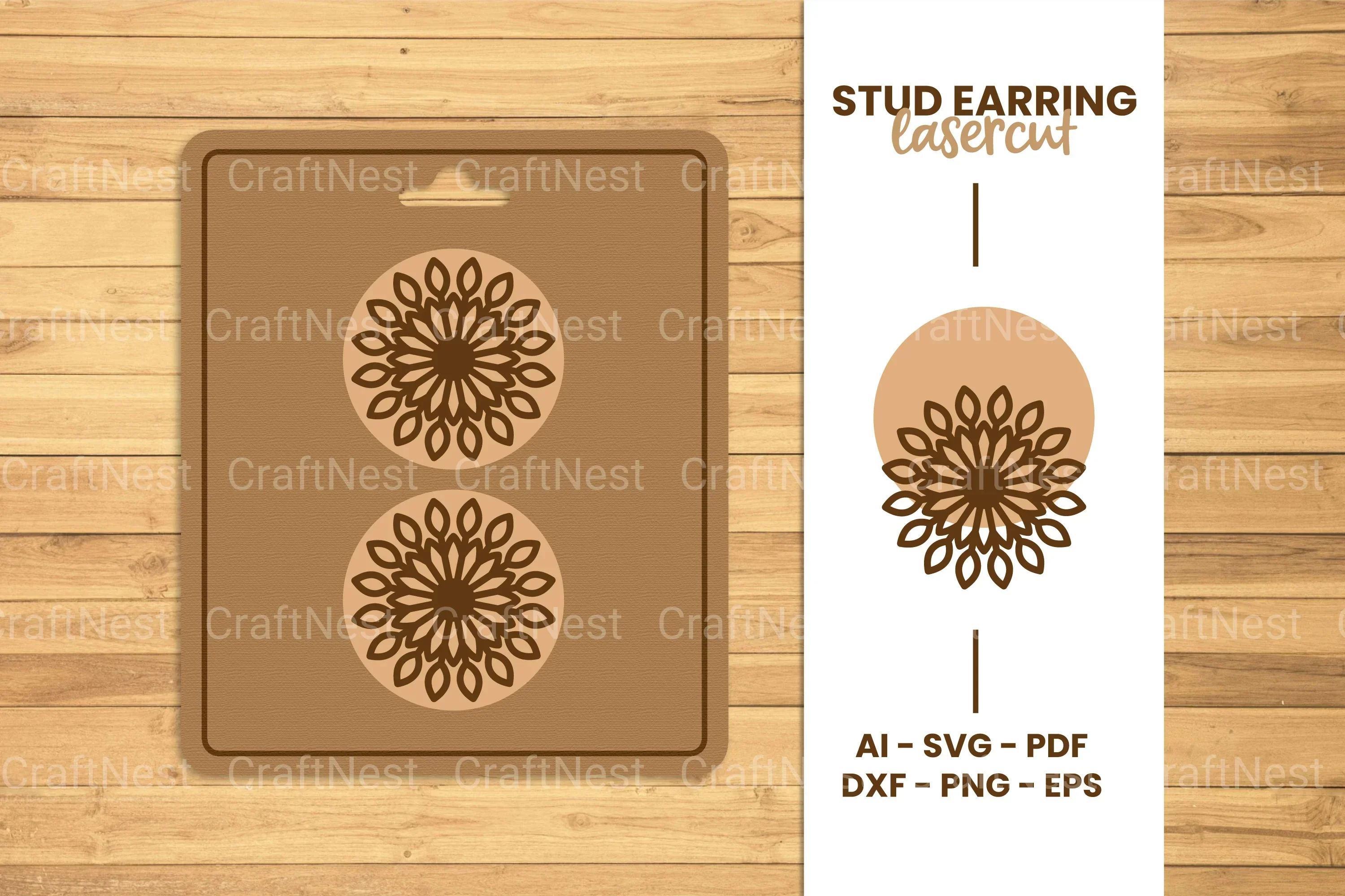 Mandala Stud Earring Lasercut SVG Bundle