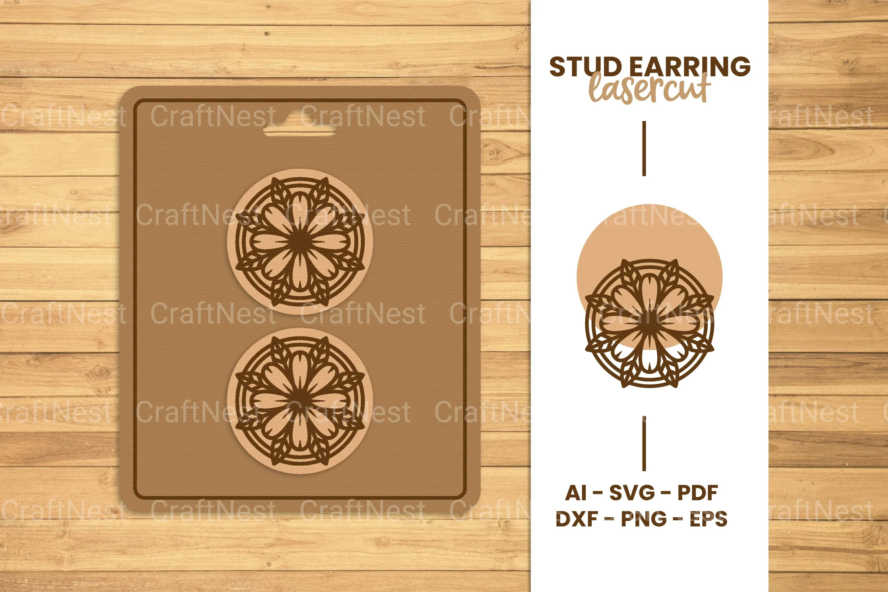 Mandala Stud Earring Lasercut SVG Bundle - Image 2