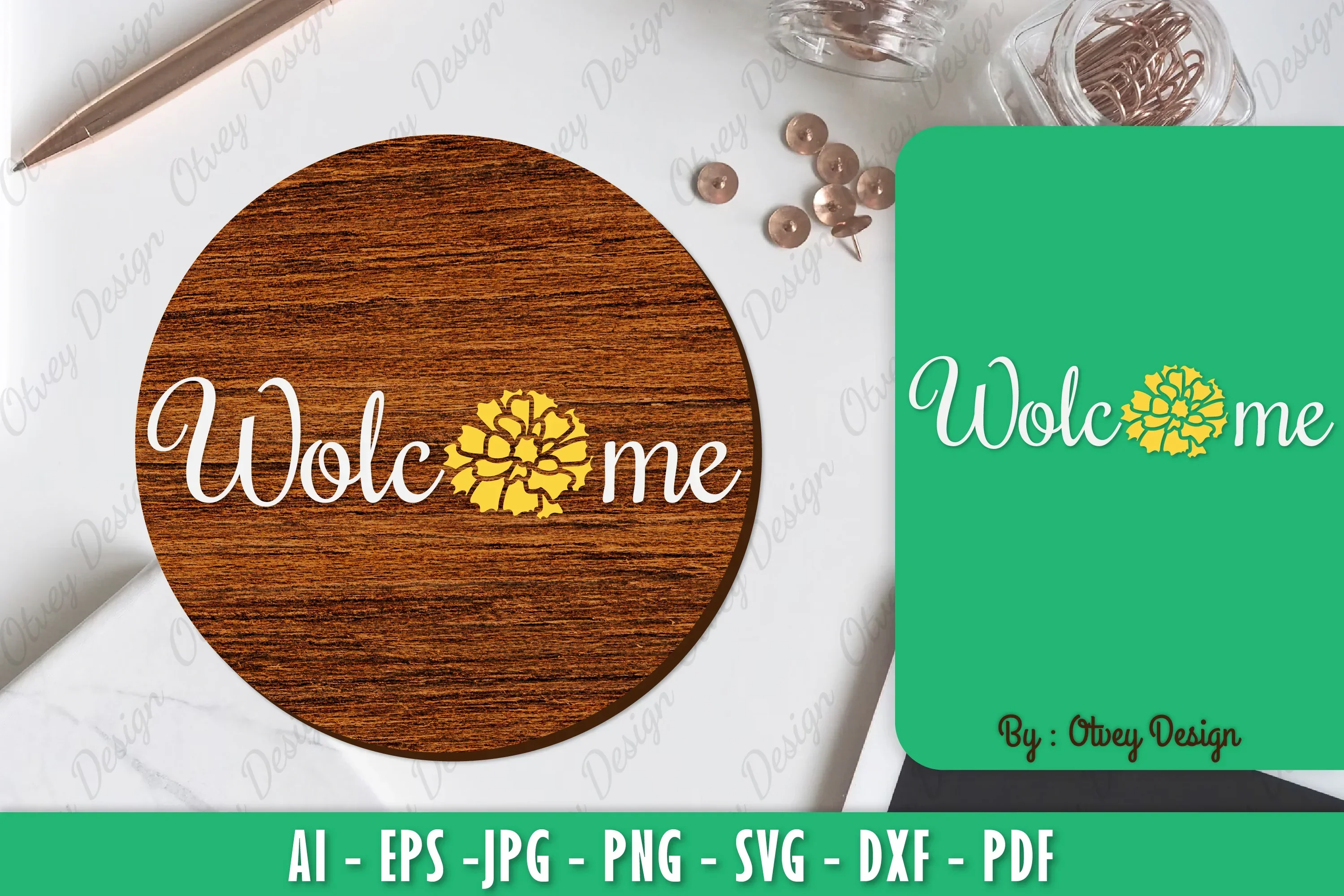 Marigold Flower Welcome Sign SVG Bundle