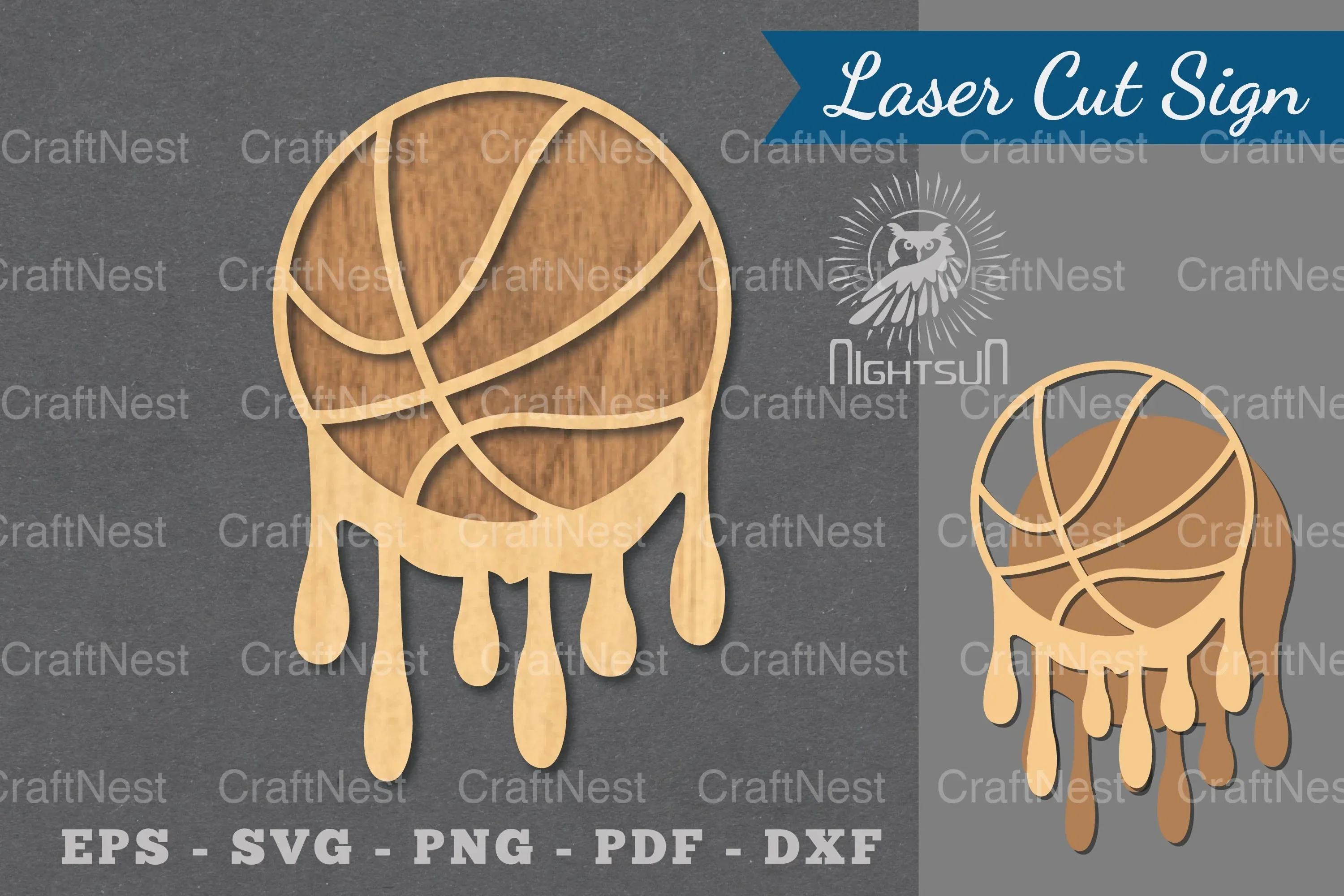 Melted Basketball Laser Cut Decoration Clipart Bundle