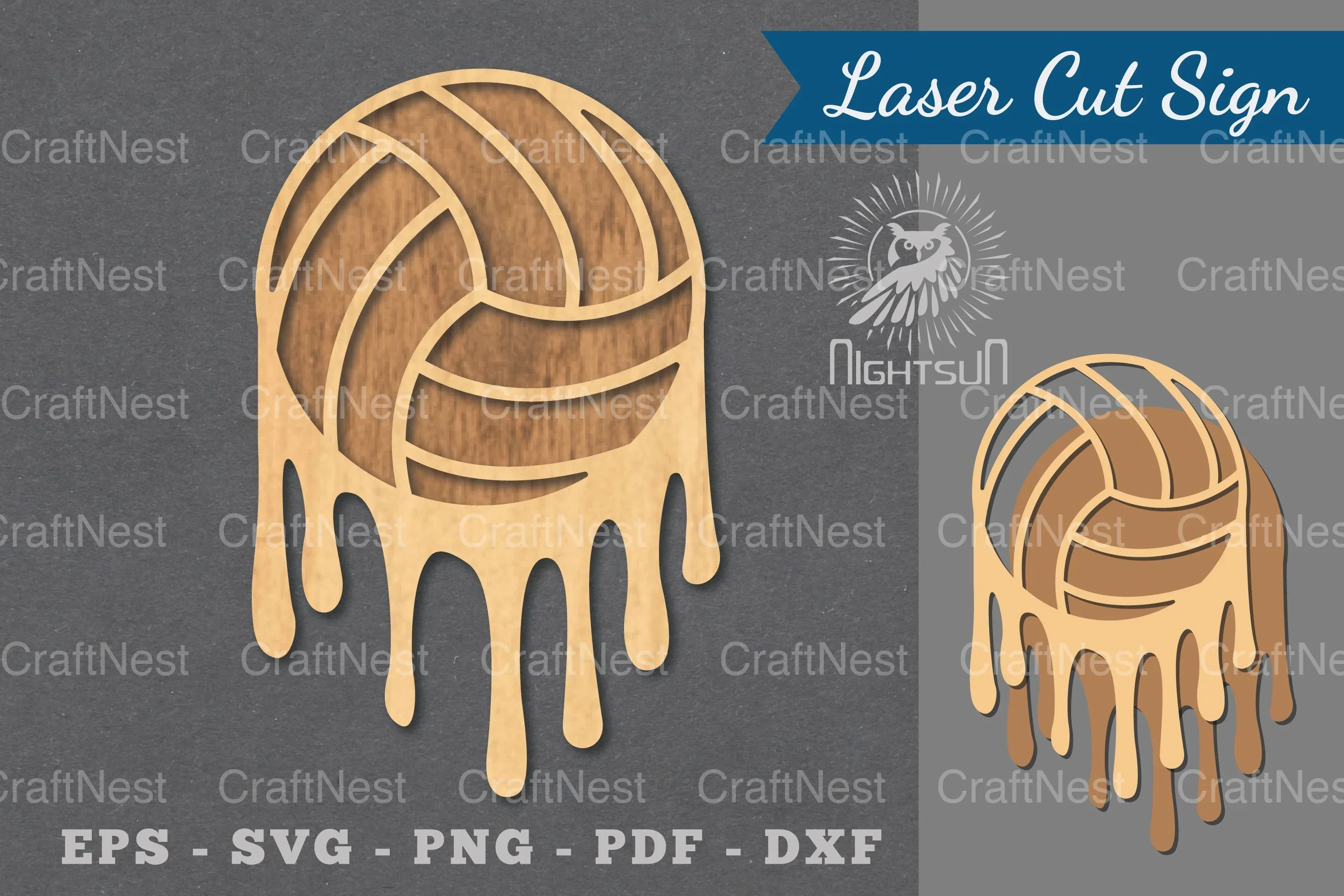 Melted Volleyball Laser Cut Decoration Clipart Bundle