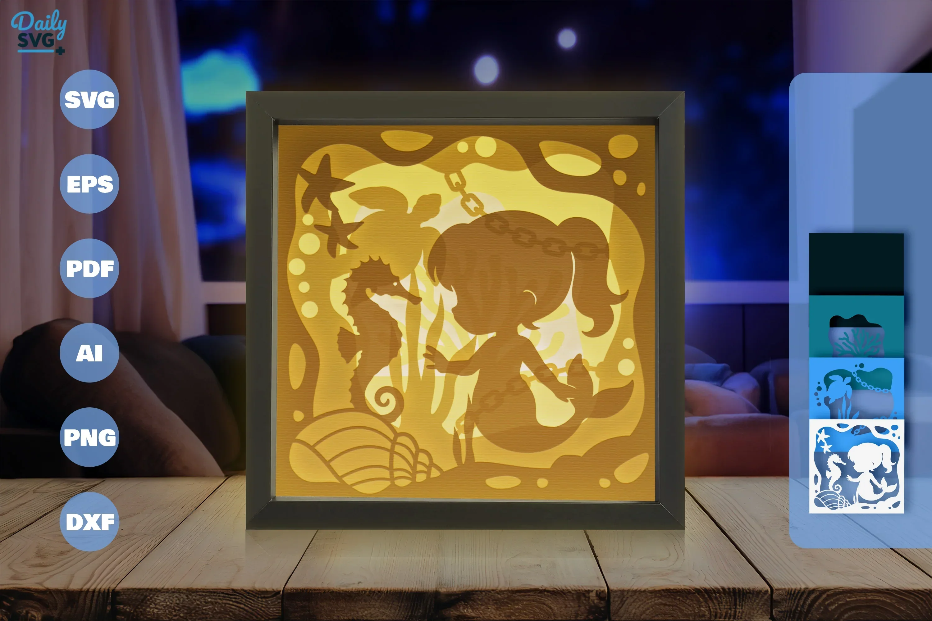 Mermaid Kid Papercut SVG Bundle - Image 3