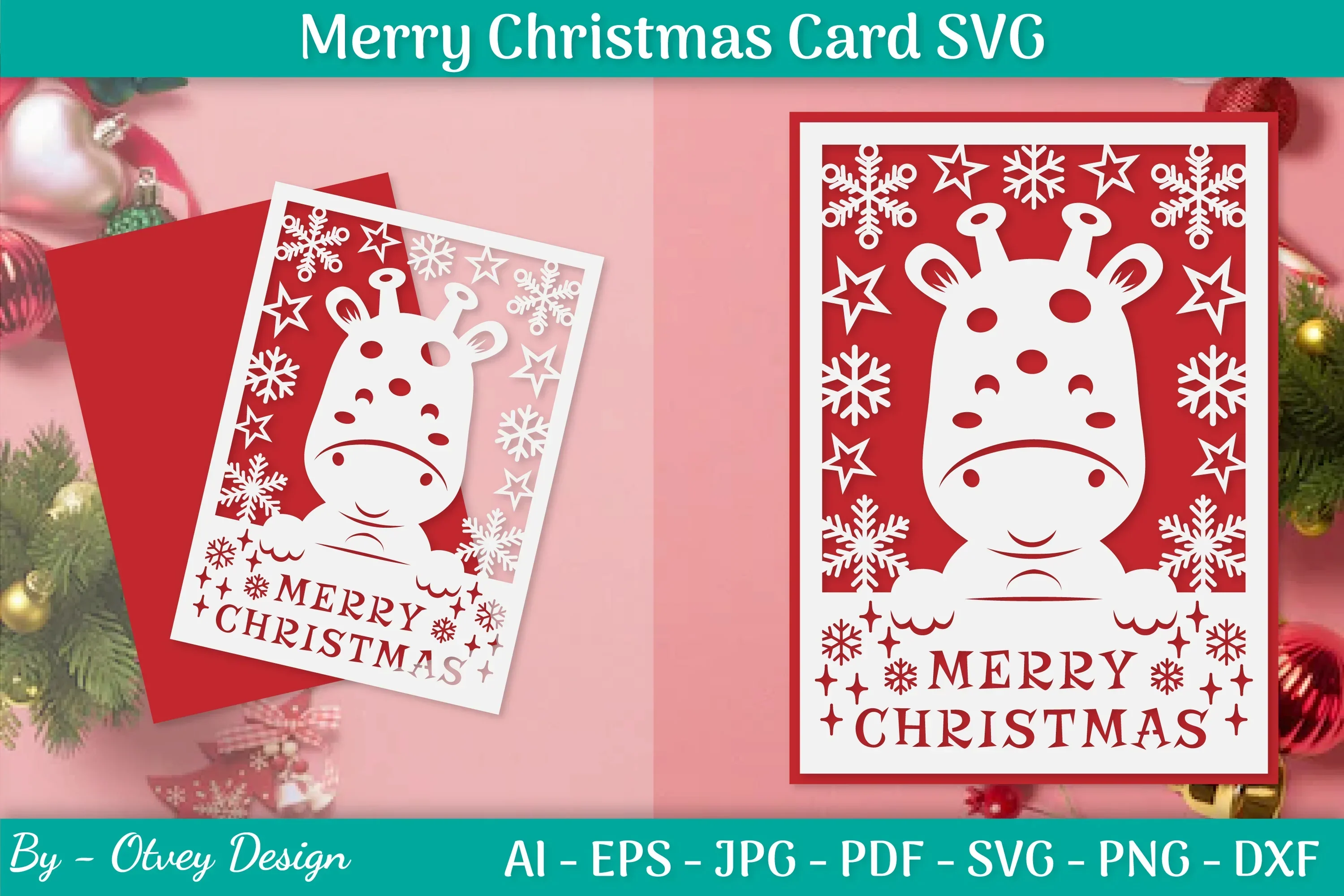 Merry Christmas Card Template SVG Bundle