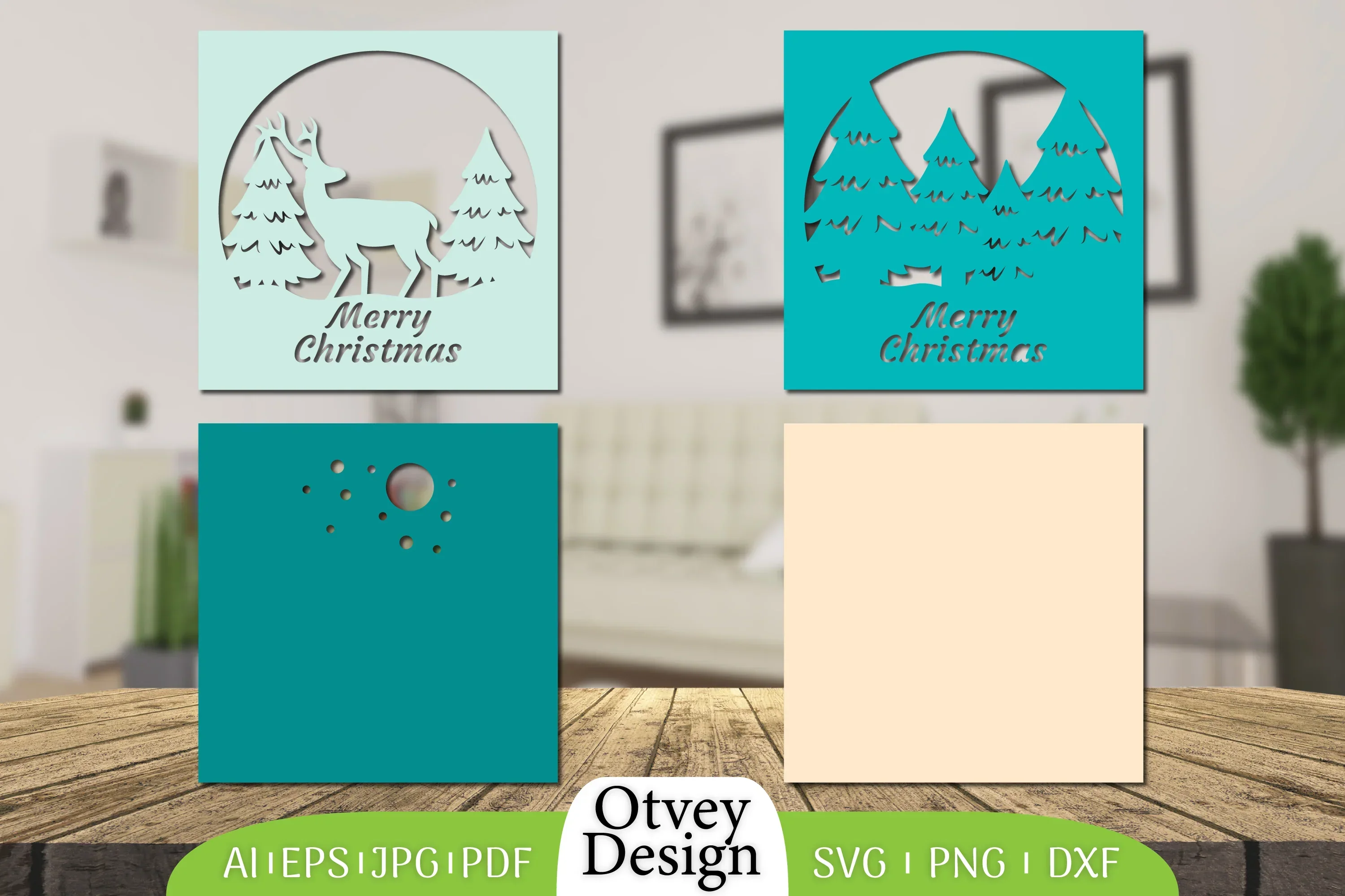 Merry Christmas Deer 3D Shadow Box Papercut SVG Bundle - Image 2