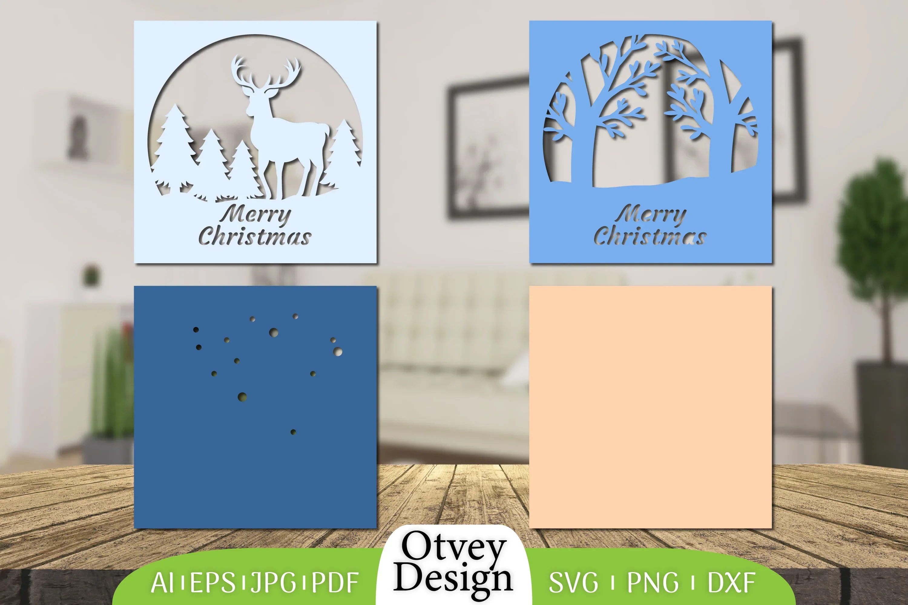 Merry Christmas Deer 3D Shadow Box Papercut SVG Bundle - Image 2
