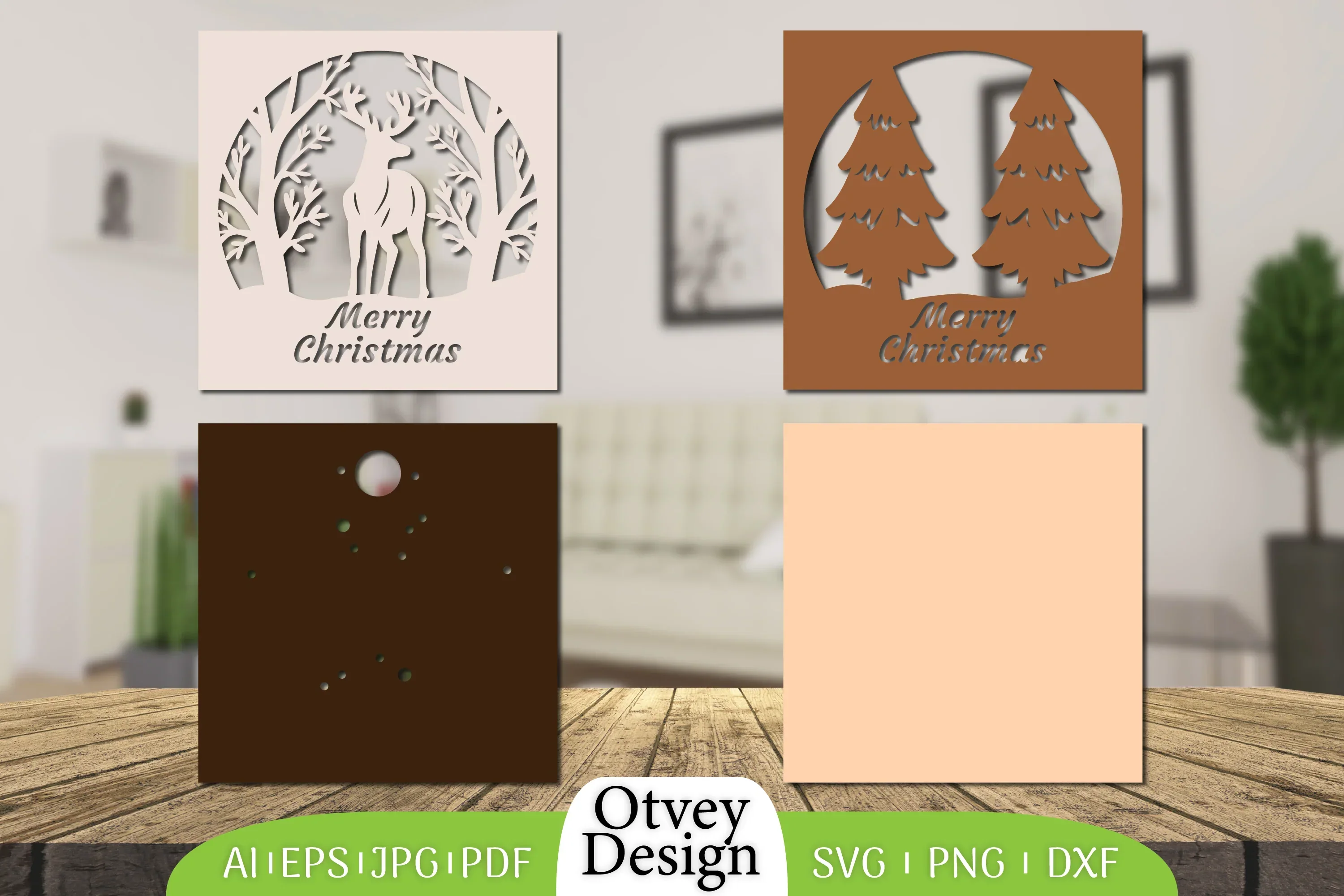 Merry Christmas Deer 3D Shadow Box Papercut SVG Bundle - Image 2