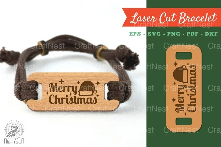 Merry Christmas Laser Cut Bracelet Clipart Bundle