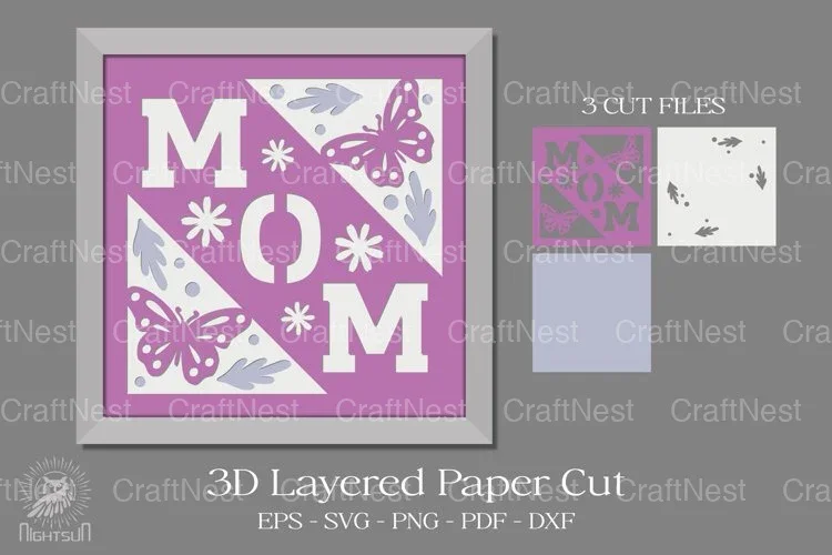 Mom 3D Layered Paper Cut Clipart Bundle