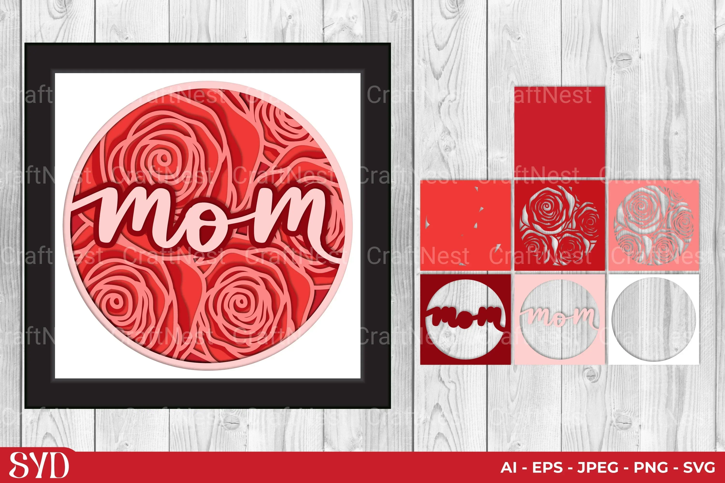 Mom 3D Layered Papercut SVG Bundle