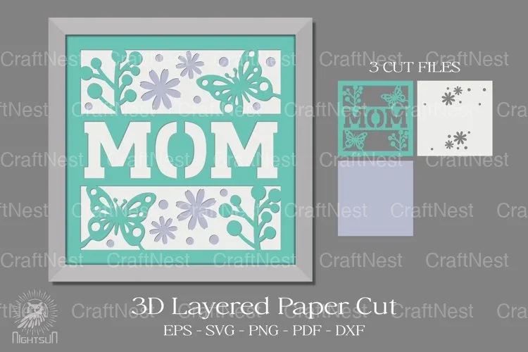 Mom 3D Shadow Box Clipart Bundle