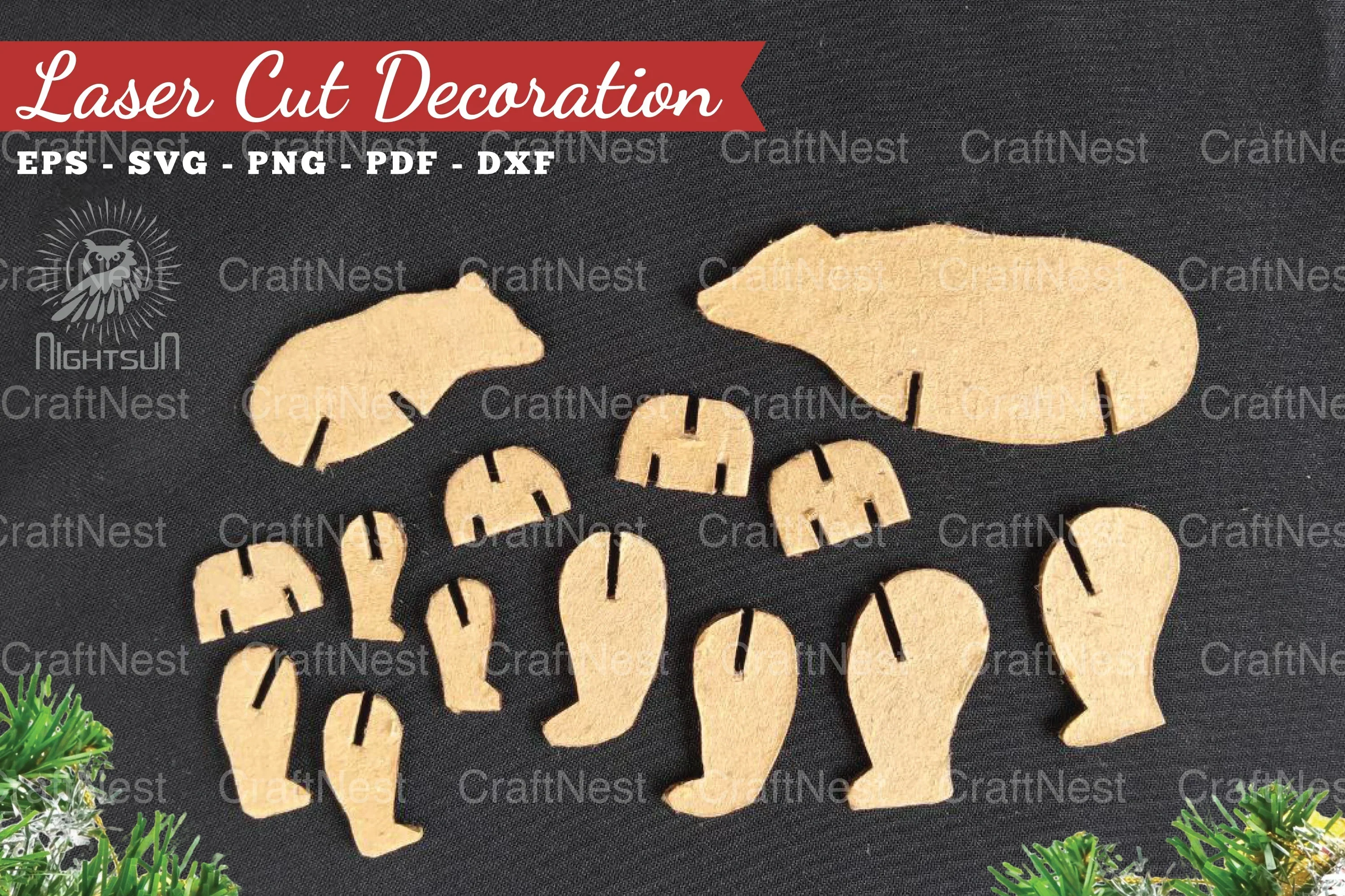 Mom and Baby Bear Laser Cut Home Decor Clipart Bundle - Image 2