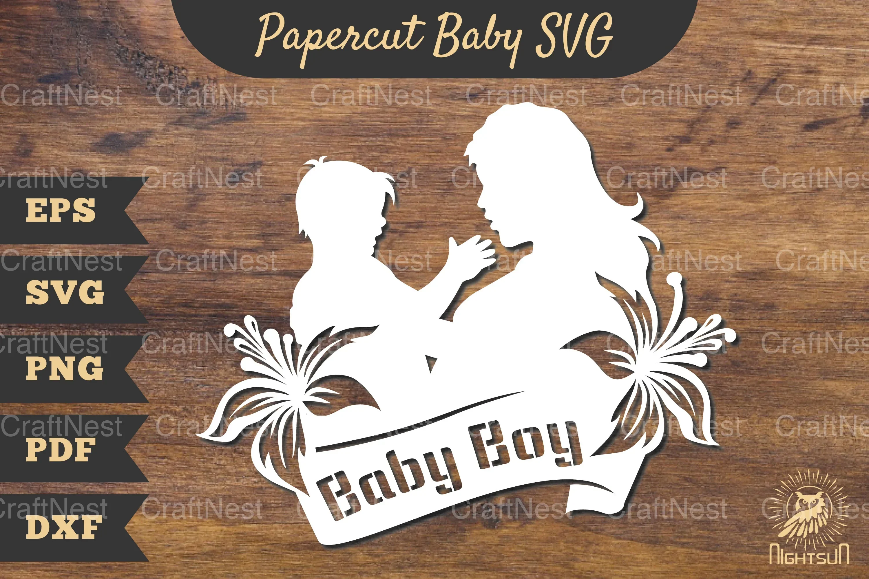 Mom and Baby Boy Papercut SVG Bundle