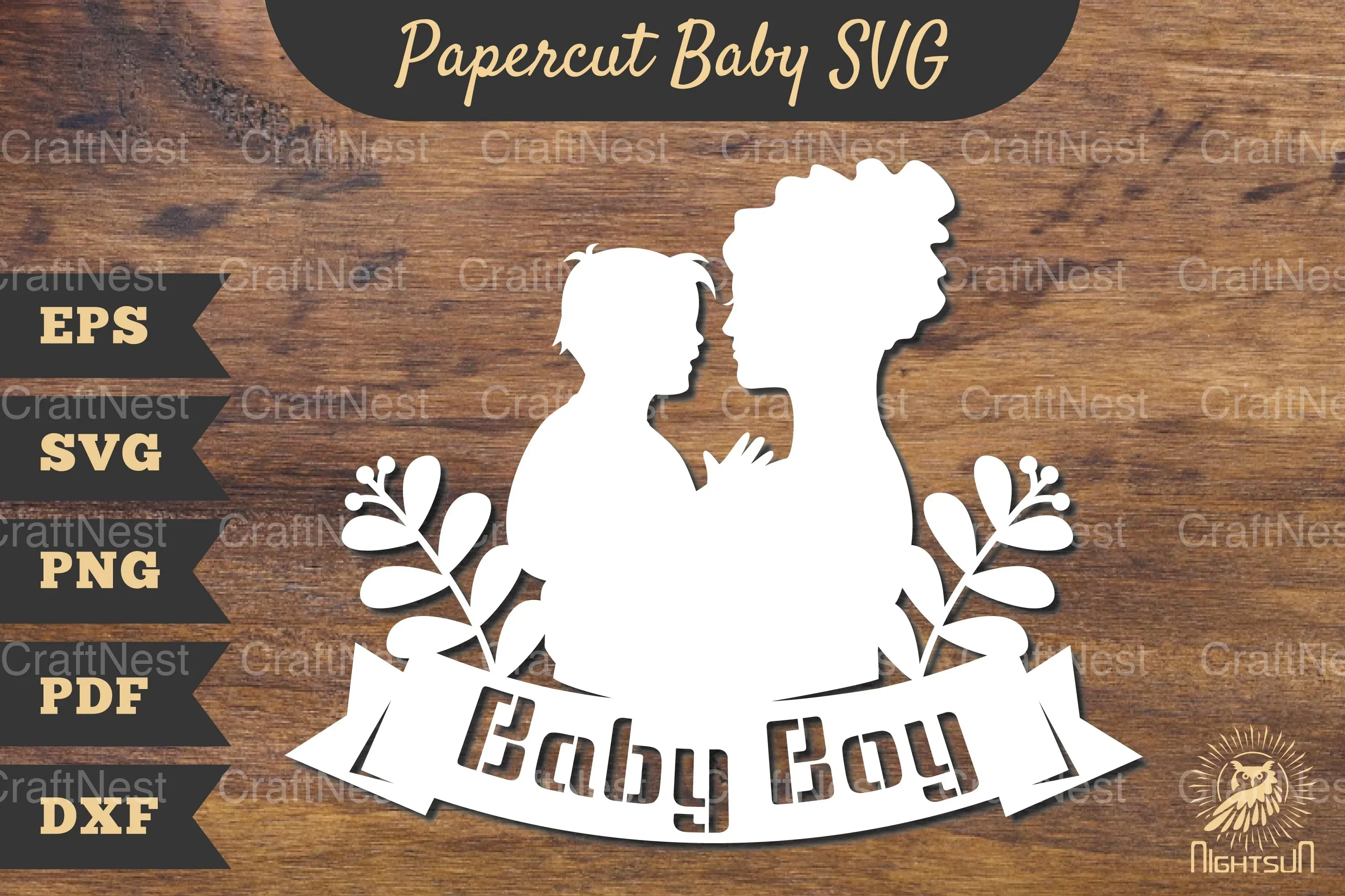 Mom and Baby Boy Papercut SVG Bundle
