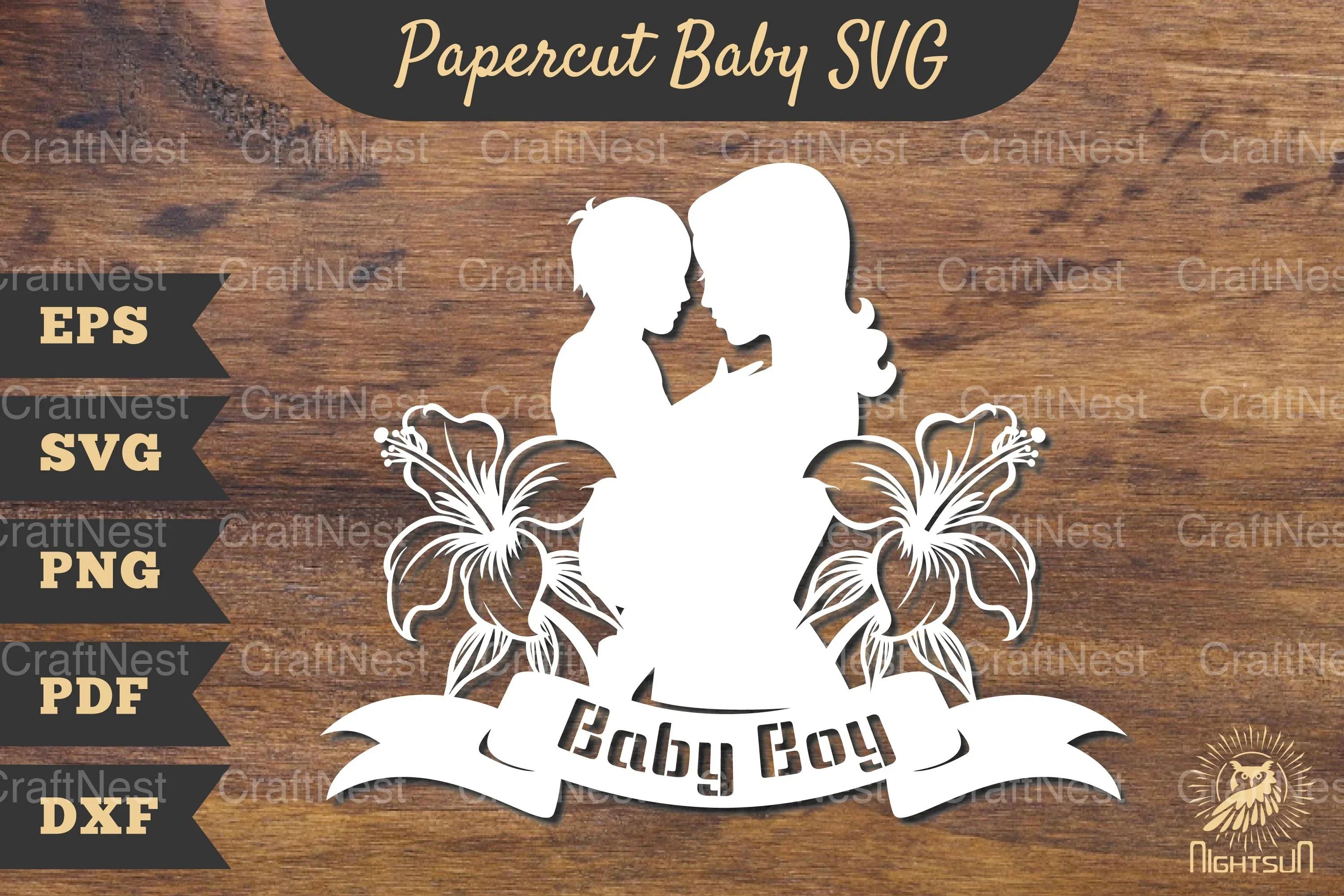Mom and Baby Boy Papercut SVG Bundle
