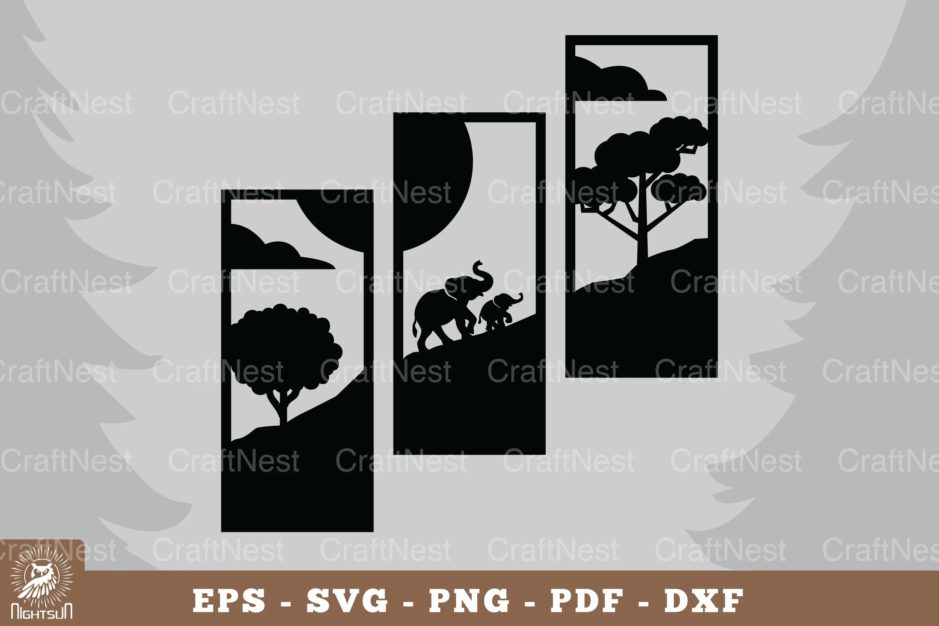 Mom and Baby Elephant Home Decor Clipart Bundle