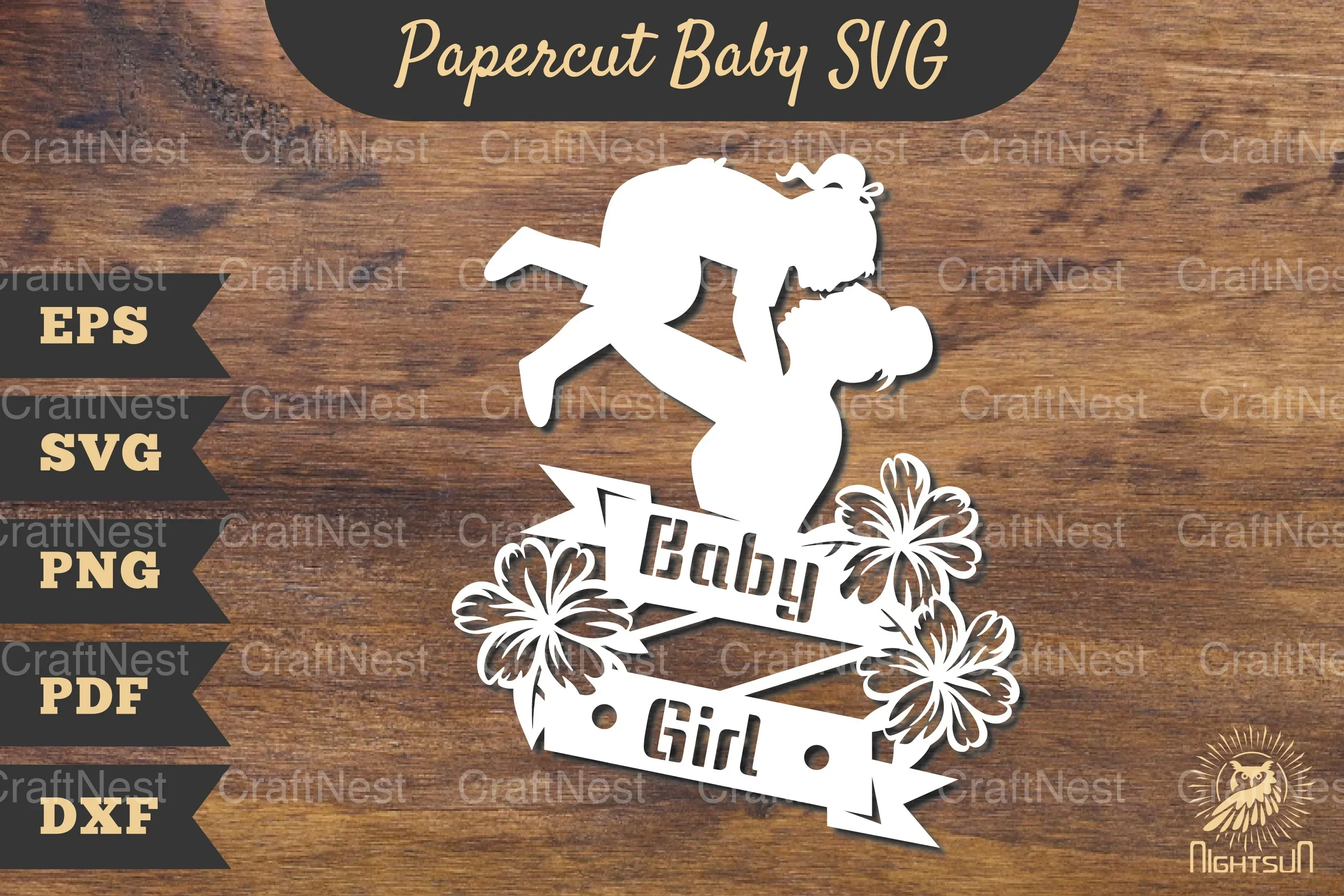 Mom and Baby Girl Papercut SVG Bundle