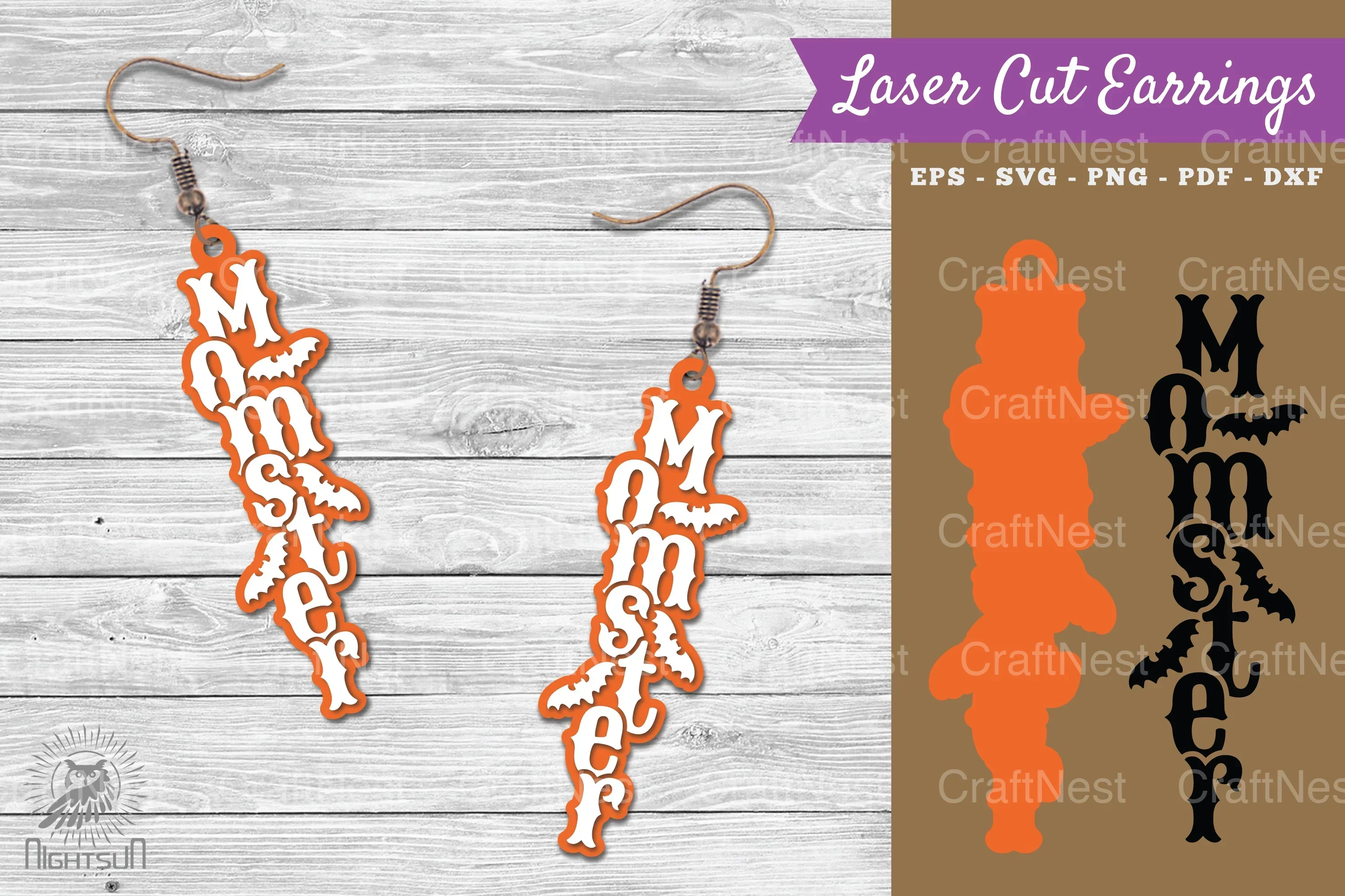 Momster Laser Cut Earrings SVG Bundle