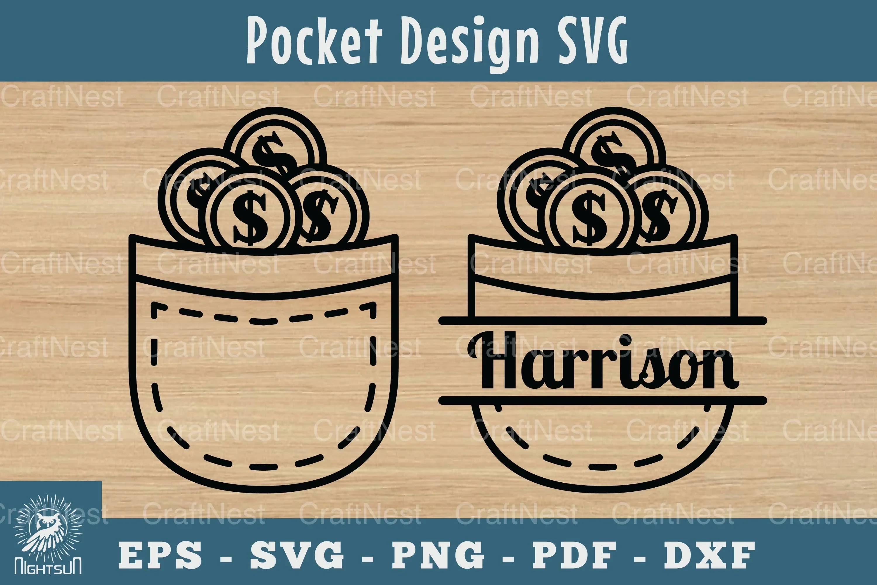 Money in Pocket Silhouette Design Clipart Bundle