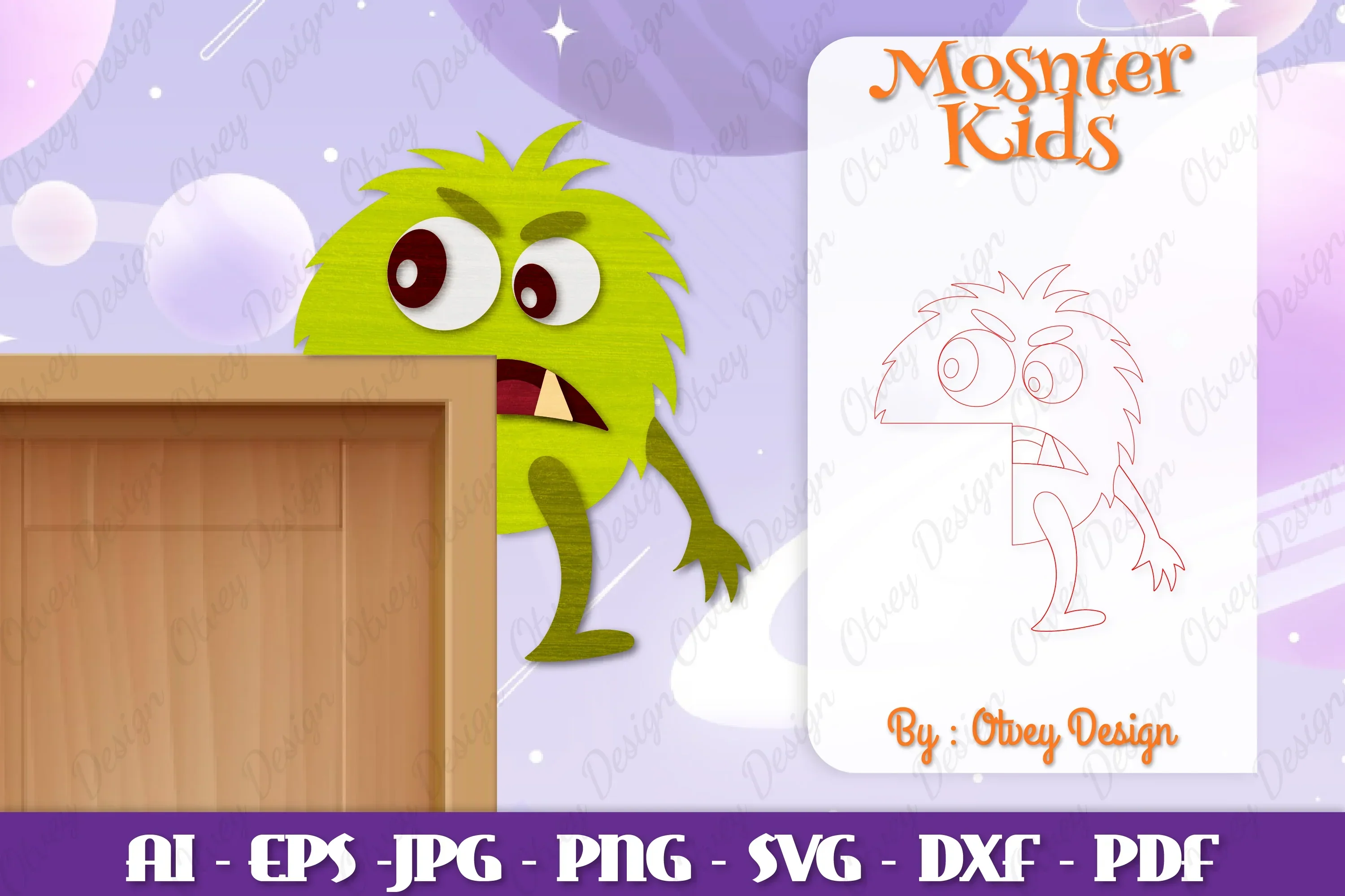 Monster Kids Corner Door Lasercut SVG Bundle