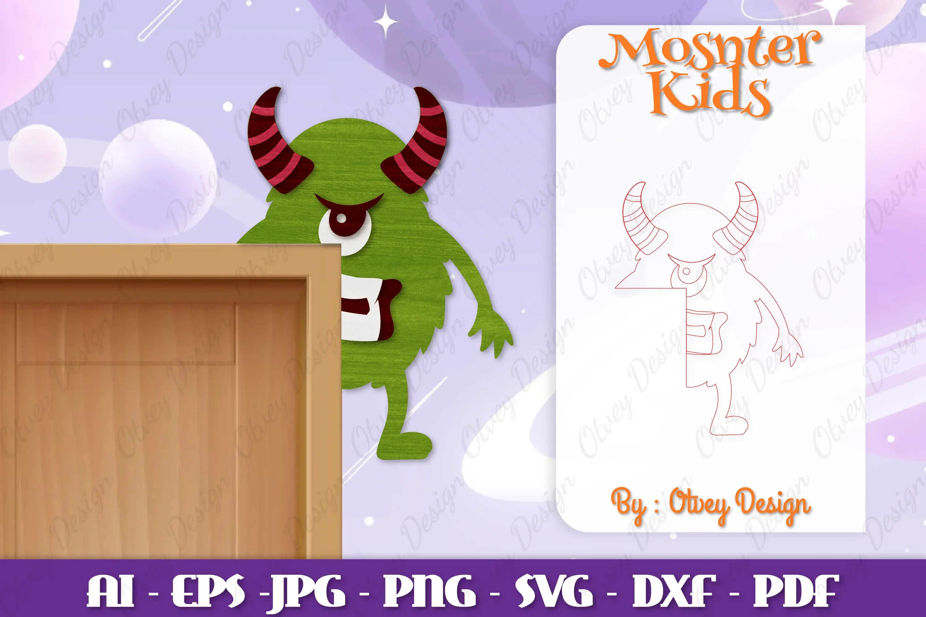 Monster Kids Corner Door Lasercut SVG Bundle