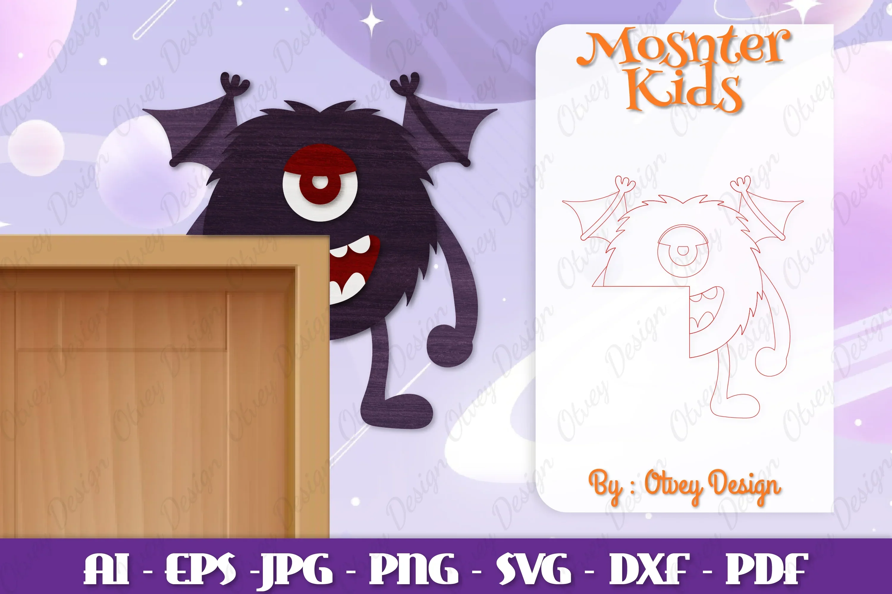 Monster Kids Corner Door Lasercut SVG Bundle