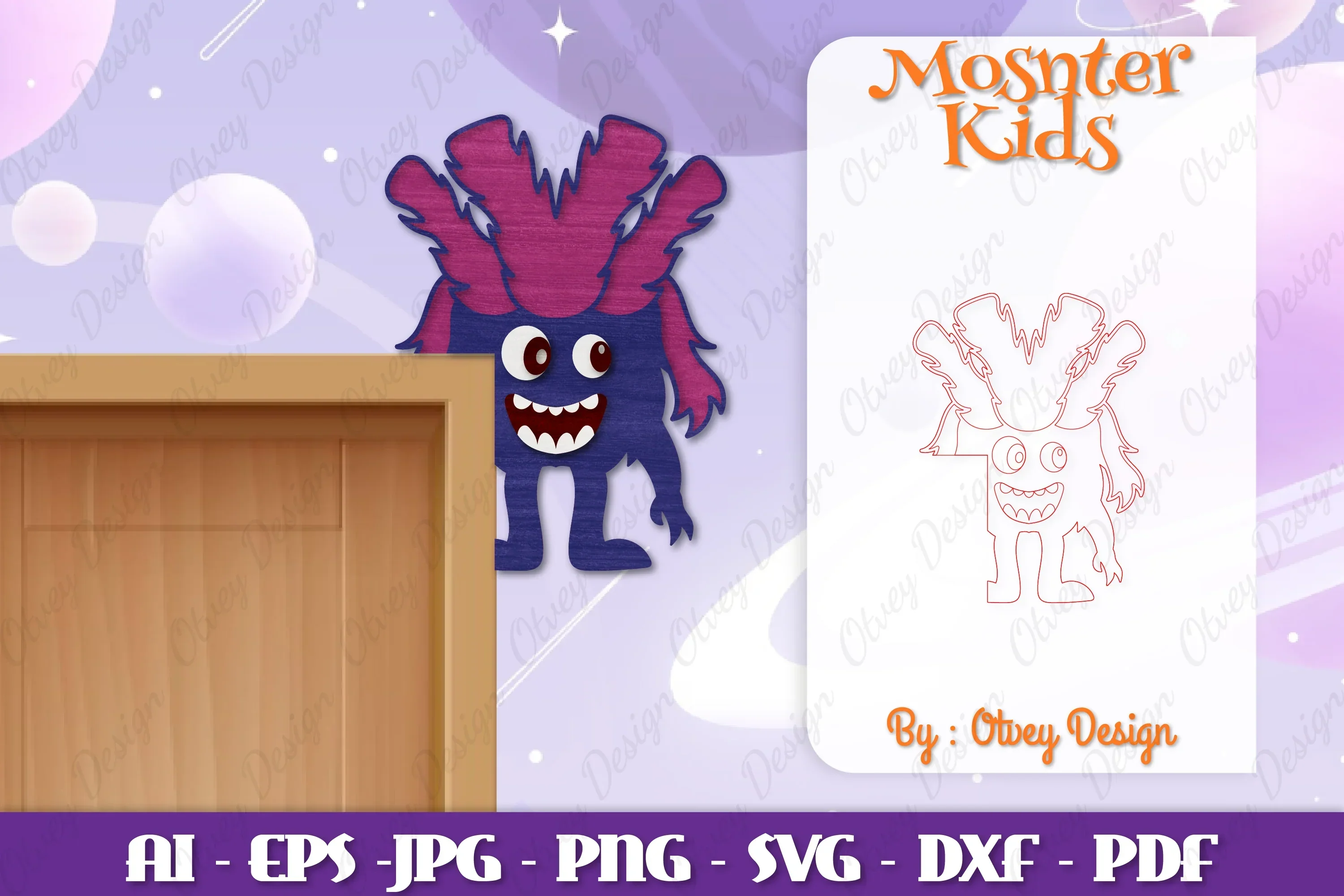 Monster Kids Corner Door Lasercut SVG Bundle